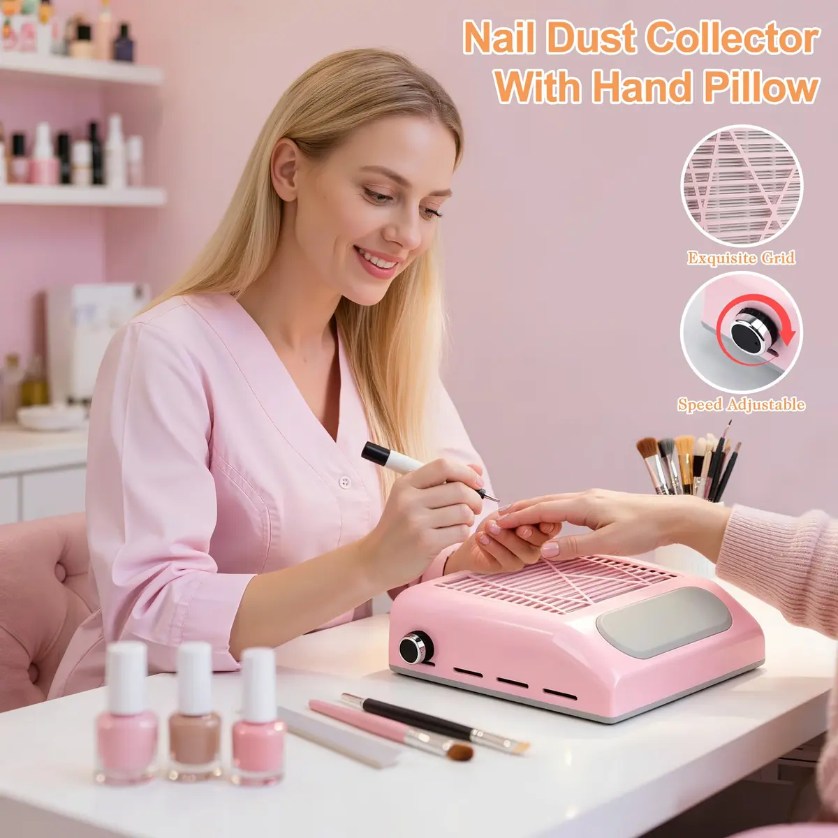 CoFashion Nail Dust Collector for Acrylic Nails 80W Adjustable Vacuum Machine | Powerful Dust Extraction for Manicure - view 2