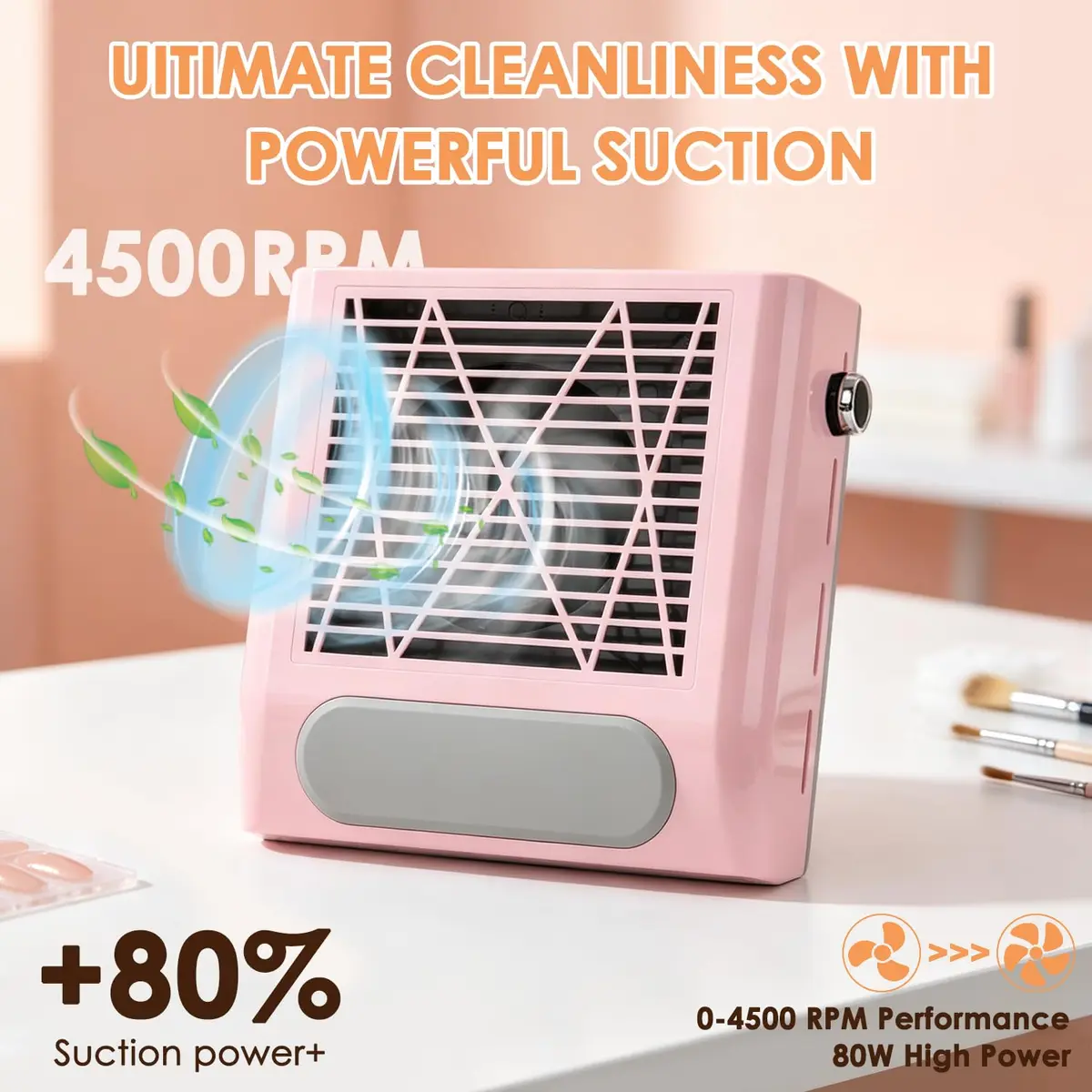 CoFashion Nail Dust Collector for Acrylic Nails 80W Adjustable Vacuum Machine | Powerful Dust Extraction for Manicure - view 3