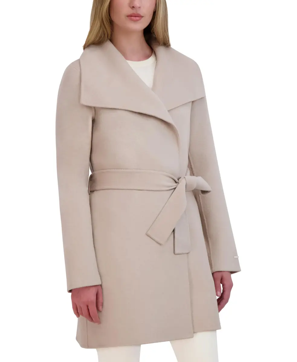 Tahari Women's Double-Faced Luxury Soft Wool Blend Peacoat with Removable Belt | Elegant Wrap Wool Coat for Women - view 2