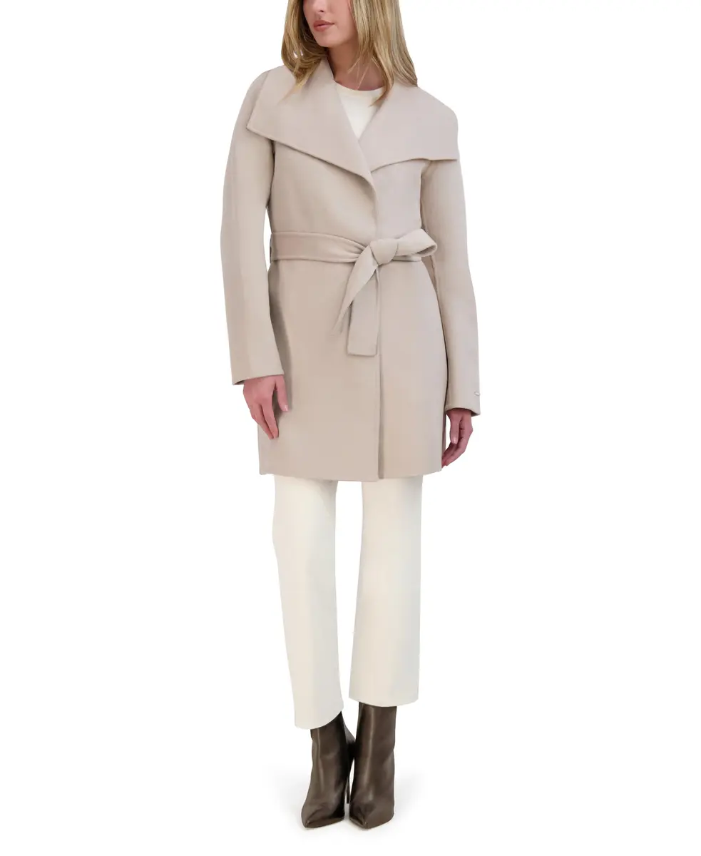 Tahari Women's Double-Faced Luxury Soft Wool Blend Peacoat with Removable Belt | Elegant Wrap Wool Coat for Women - view 3