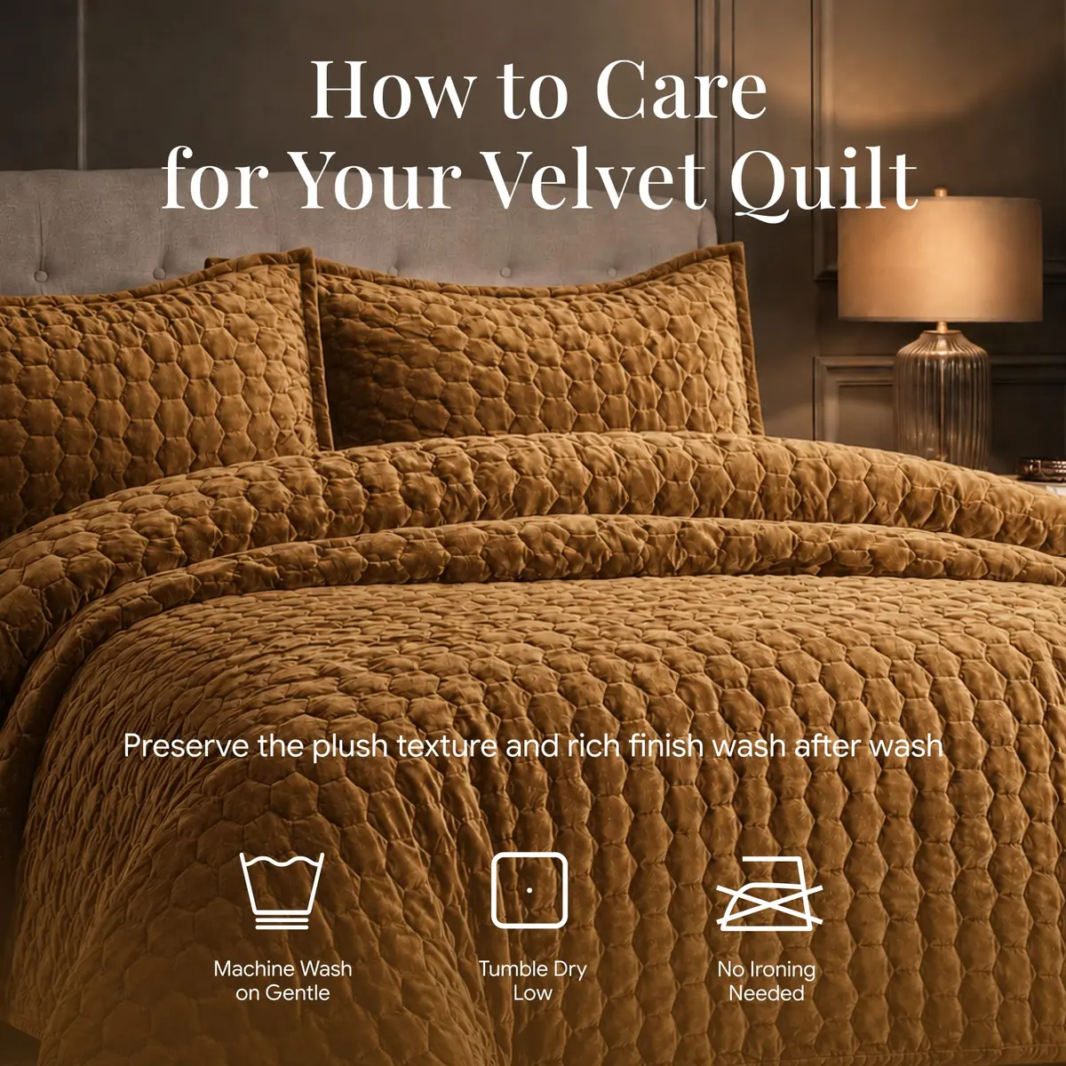 Tribeca Living Lugano Oversized Velvet Quilt Set - All Season, Queen, Honeycomb Pattern, 260GSM - view 8