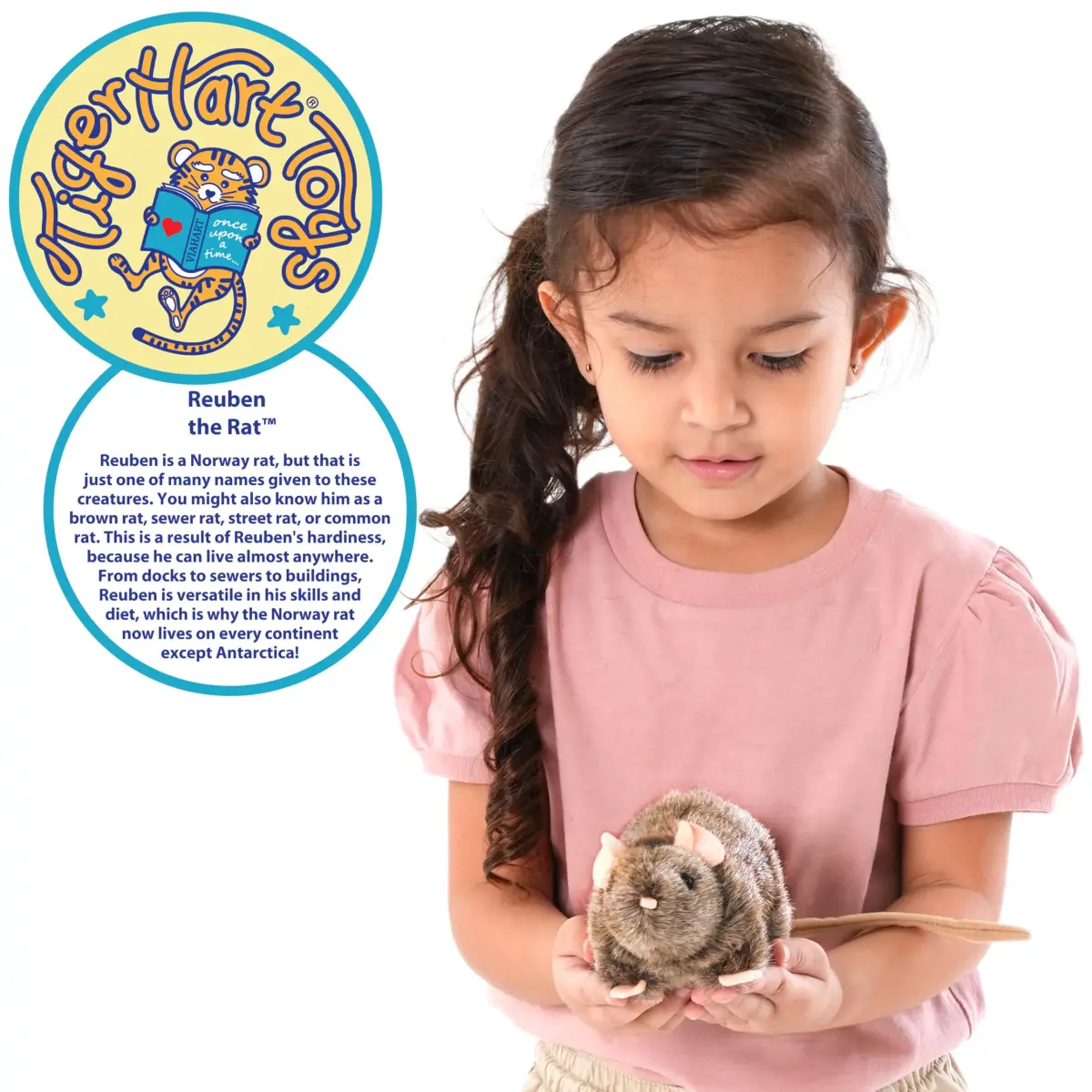 TigerHart Reuben The Rat Stuffed Animal Plush Mouse 17.78cm (7in) | ASTM-Tested & BPA-Free - view 2