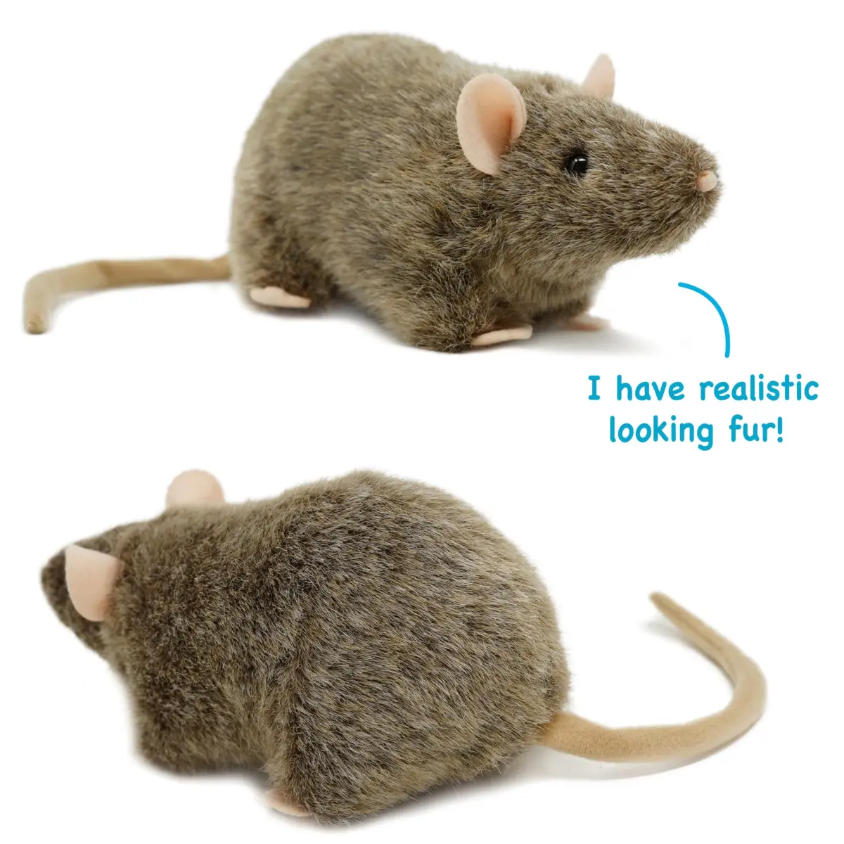 TigerHart Reuben The Rat Stuffed Animal Plush Mouse 17.78cm (7in) | ASTM-Tested & BPA-Free - view 4