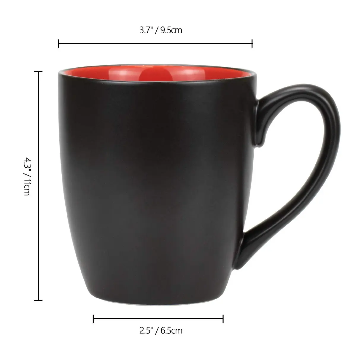 Foraineam Matte Black Porcelain Coffee Mugs 480ml (16 Fl Oz) Set of 6 | Large Ceramic Restaurant Drinking Cups - view 2