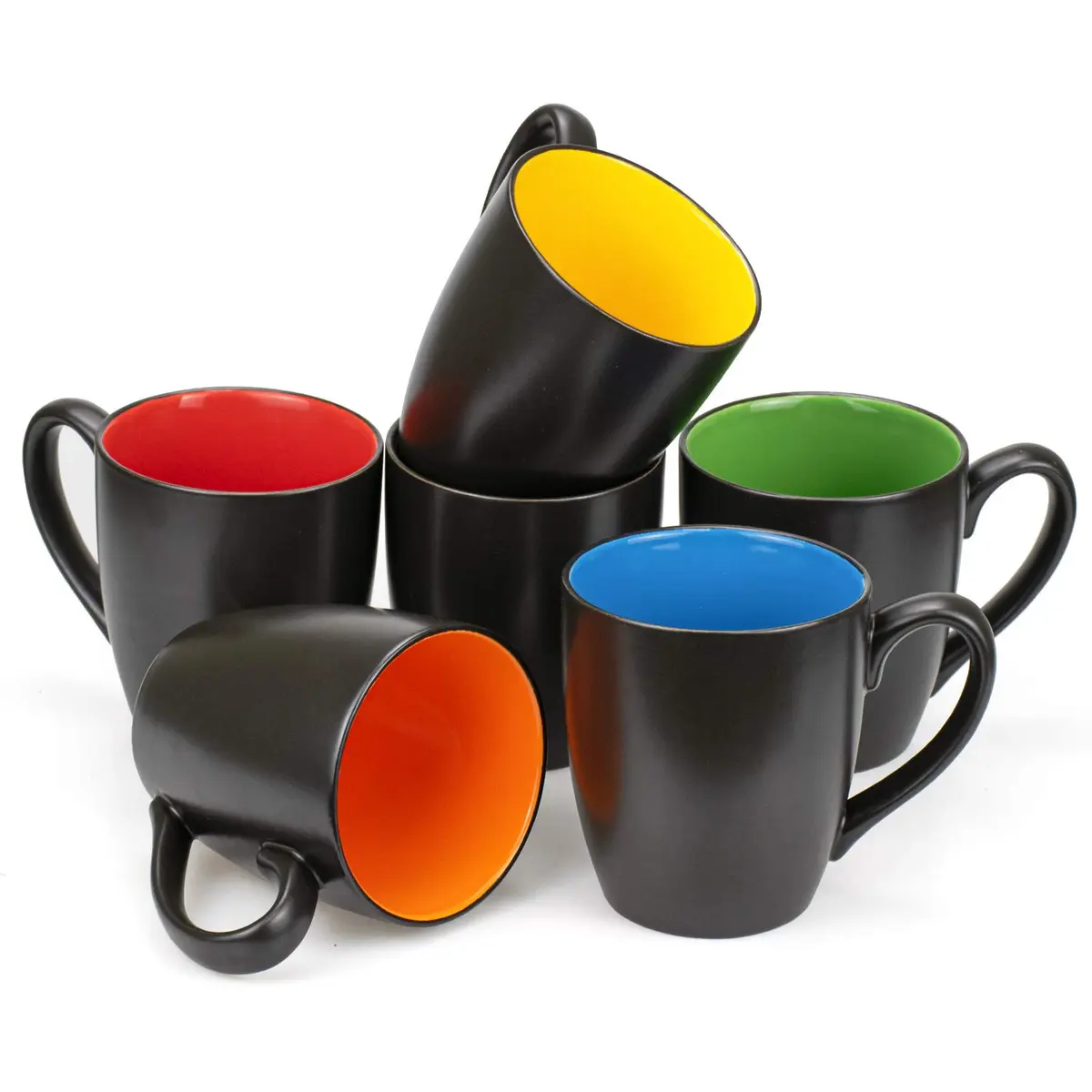 Foraineam Matte Black Porcelain Coffee Mugs 480ml (16 Fl Oz) Set of 6 | Large Ceramic Restaurant Drinking Cups - view 3