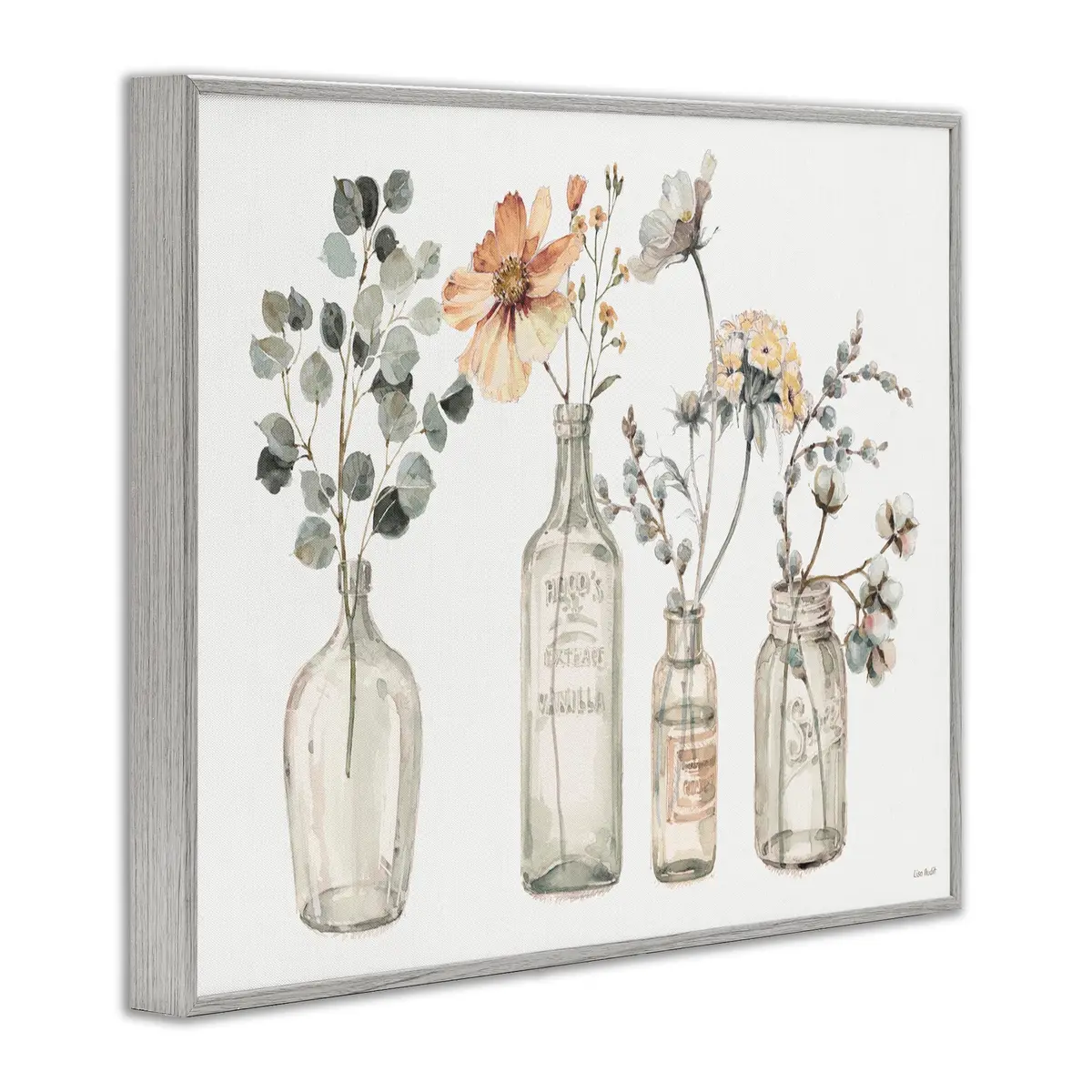 Stupell Industries Antique Floral Bouquets in Jars | 16 x 20 Inch Framed Giclée Print, Watercolor, Shabby Chic - view 2