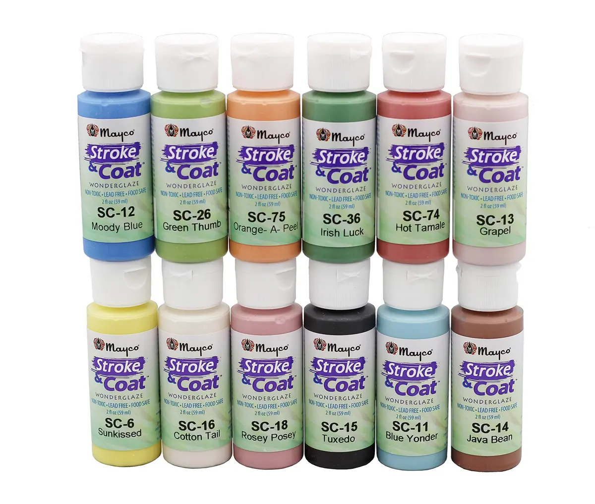 Creative Hobbies Ceramic Glaze Kit 1 Featuring Mayco Stroke & Coat 2oz Bottles | Includes How to Paint Pottery Booklet - main product image