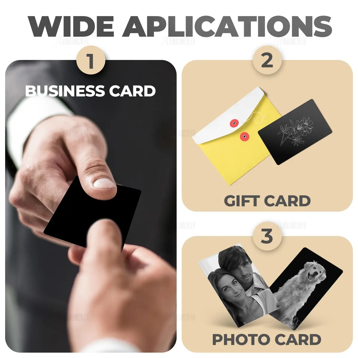 AUEAR Black Metal Business Cards 50 Pack | DIY Laser Engraving Ready - view 5