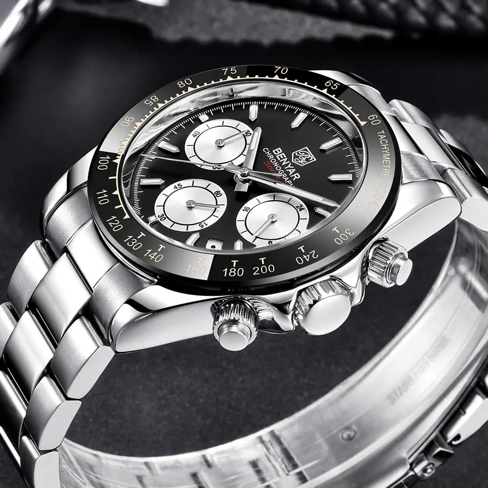 BENYAR Men's Watch Quartz Movement Wrist Watch 4.0cm Dial Diameter | Waterproof & Scratch Resistant - view 6
