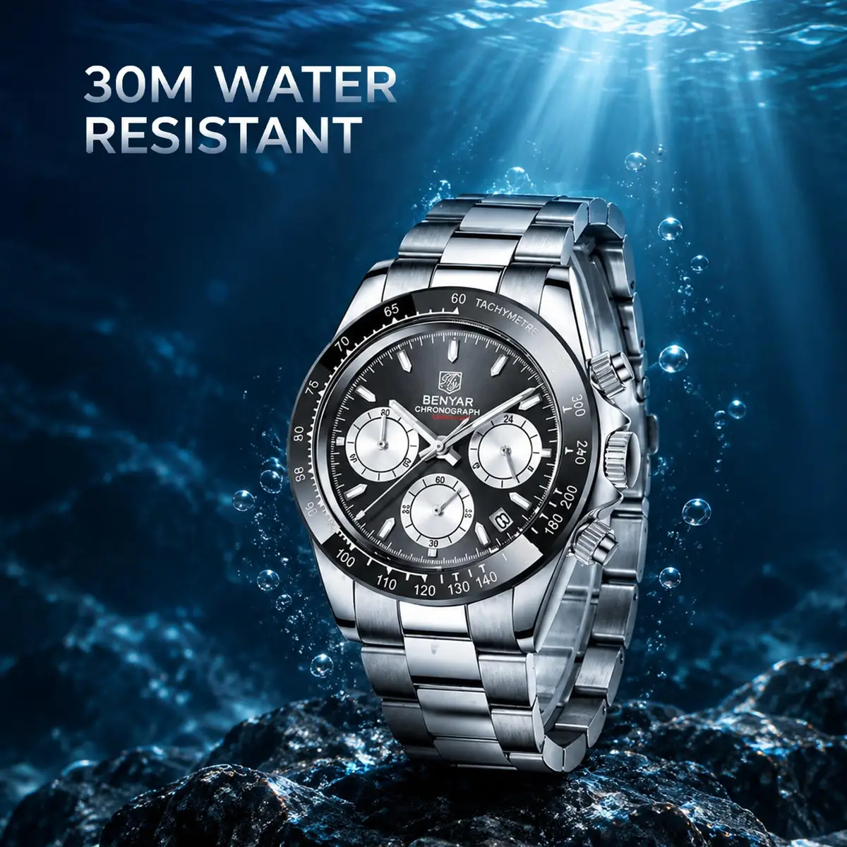 BENYAR Men's Watch Quartz Movement Wrist Watch 4.0cm Dial Diameter | Waterproof & Scratch Resistant - view 4