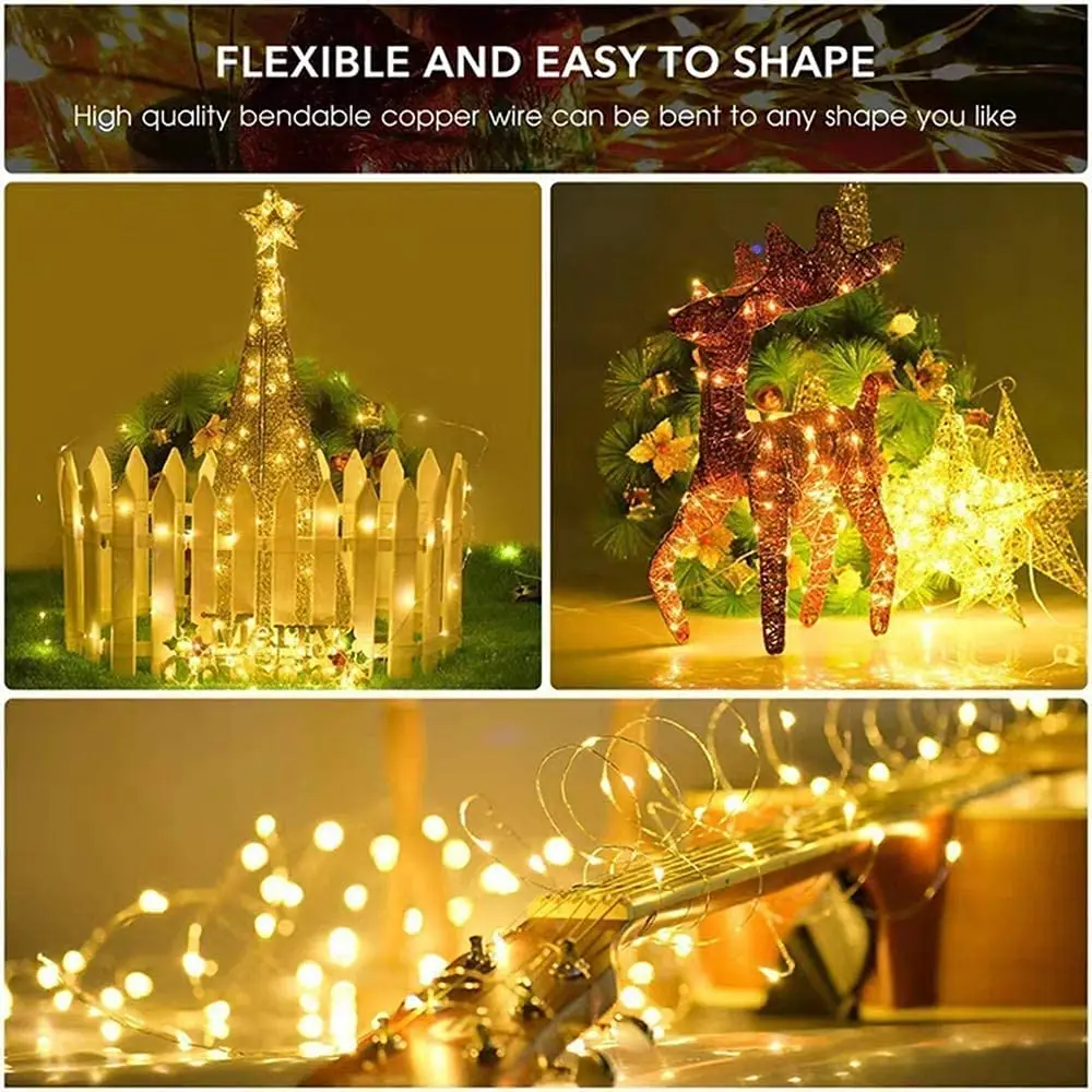 Lezonic Solar Fairy Lights 2 Pack 240 LED Warm White | Waterproof Outdoor Copper Wire String Lights - view 6