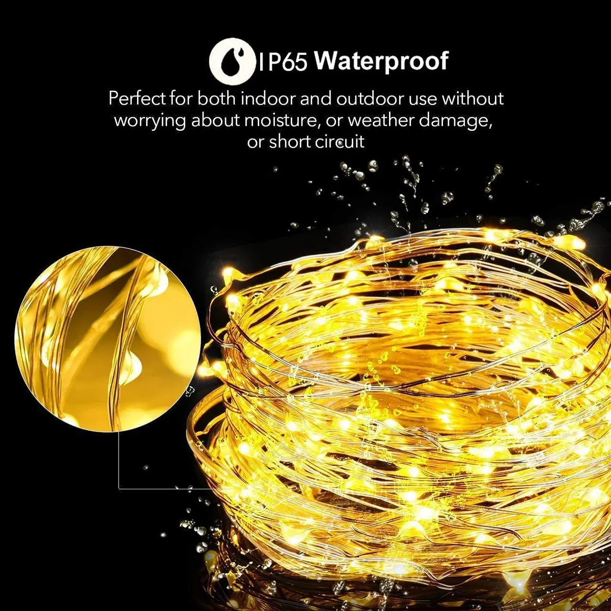 Lezonic Solar Fairy Lights 2 Pack 240 LED Warm White | Waterproof Outdoor Copper Wire String Lights - view 3
