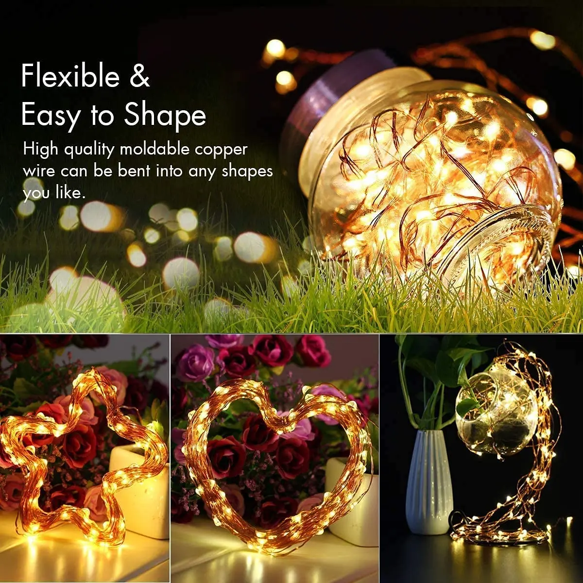 Lezonic Solar Fairy Lights 2 Pack 240 LED Warm White | Waterproof Outdoor Copper Wire String Lights - view 4