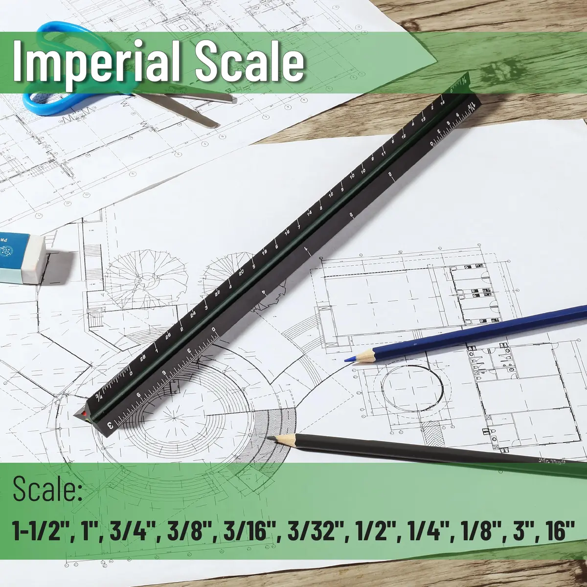 Mr. Pen Architectural Scale Ruler 12 inch (30 cm) Black | Precision Drafting Tool for Architects - view 4