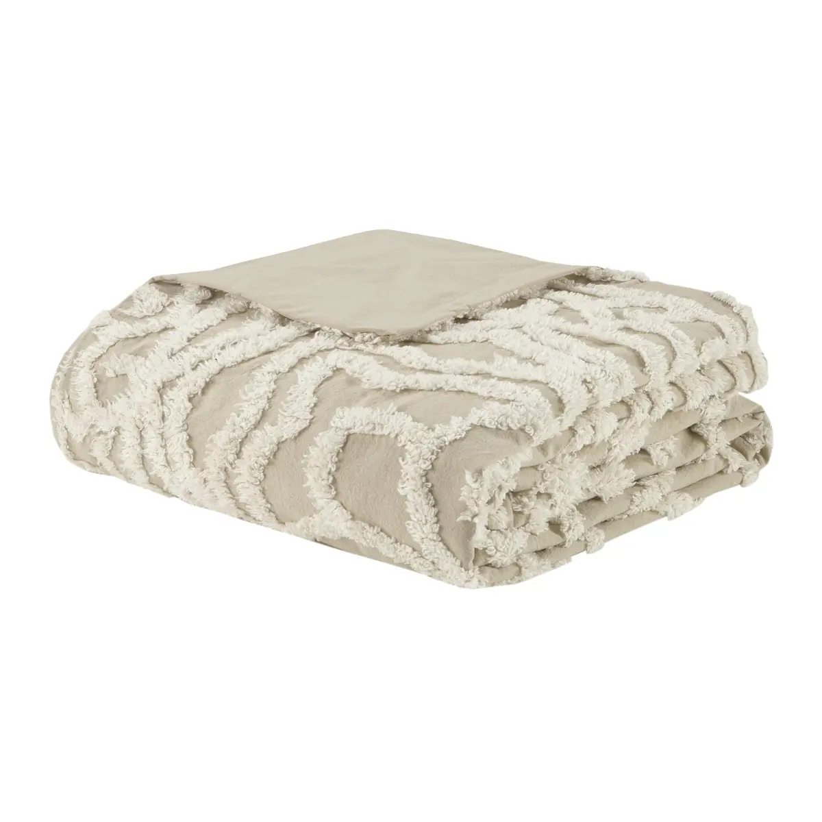Madison Park Cotton Chenille Tufted Taupe King Duvet Cover Set | All Season, OEKO-TEX Certified, 100% Cotton (104"x92") - view 6