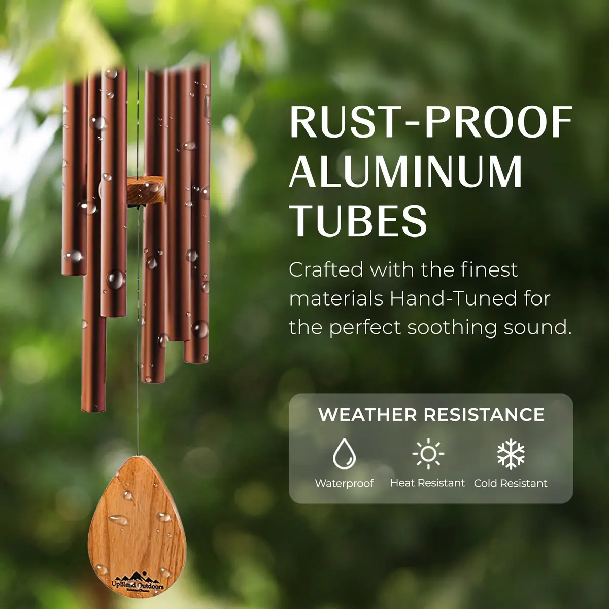 UpBlend Outdoors Havasu 38" Copper Aluminum Wind Chime | E Major Pentatonic Deep Tone - view 2