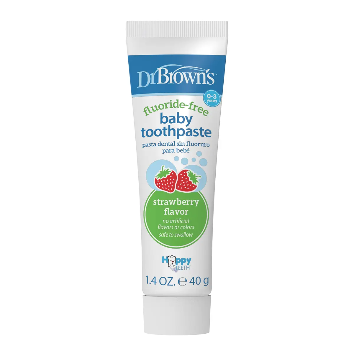Dr. Brown's Fluoride-Free Baby Toothpaste, Strawberry | Infant & Toddler Oral Care, 1.4oz/40g, 0-3Y - main product image