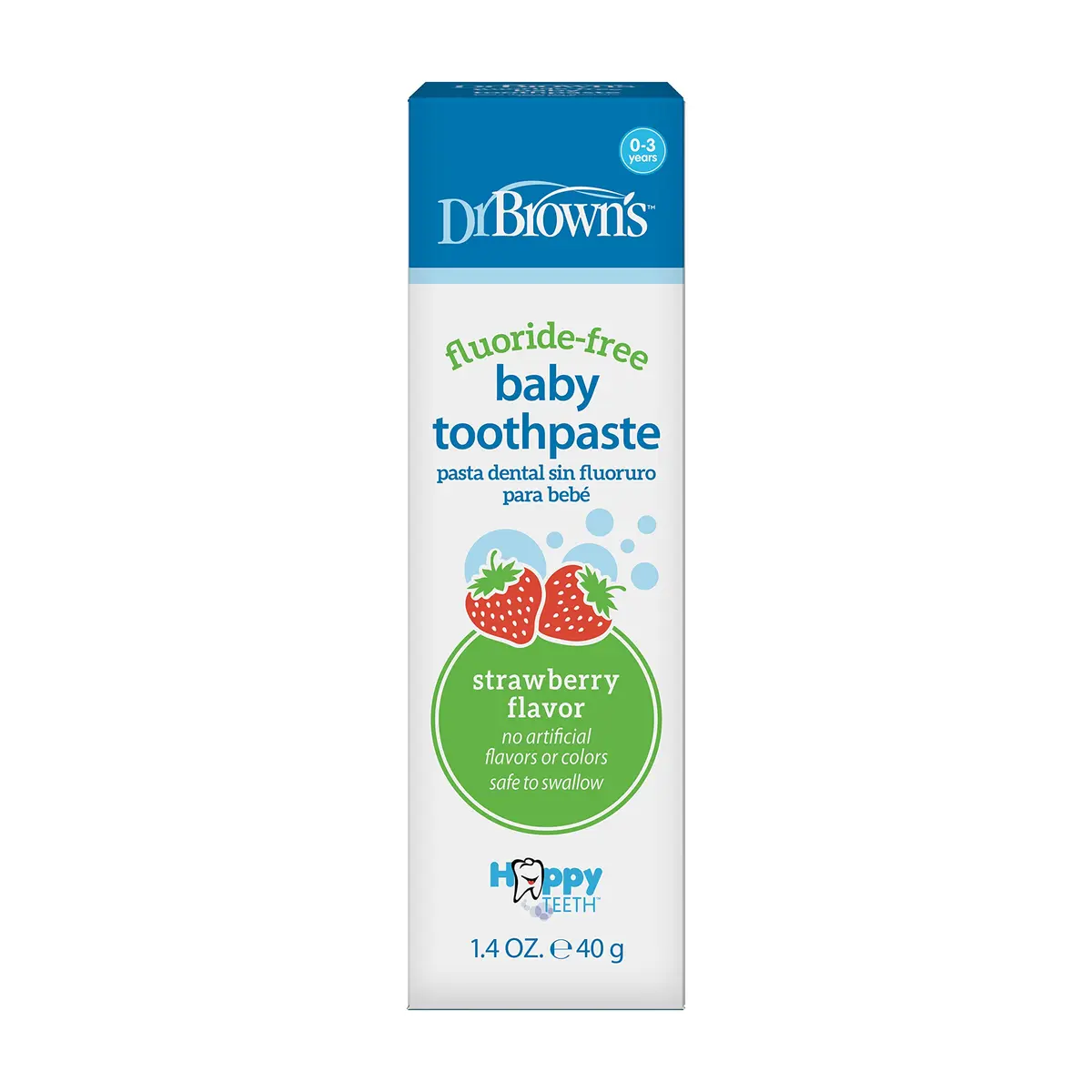 Dr. Brown's Fluoride-Free Baby Toothpaste, Strawberry | Infant & Toddler Oral Care, 1.4oz/40g, 0-3Y - view 2