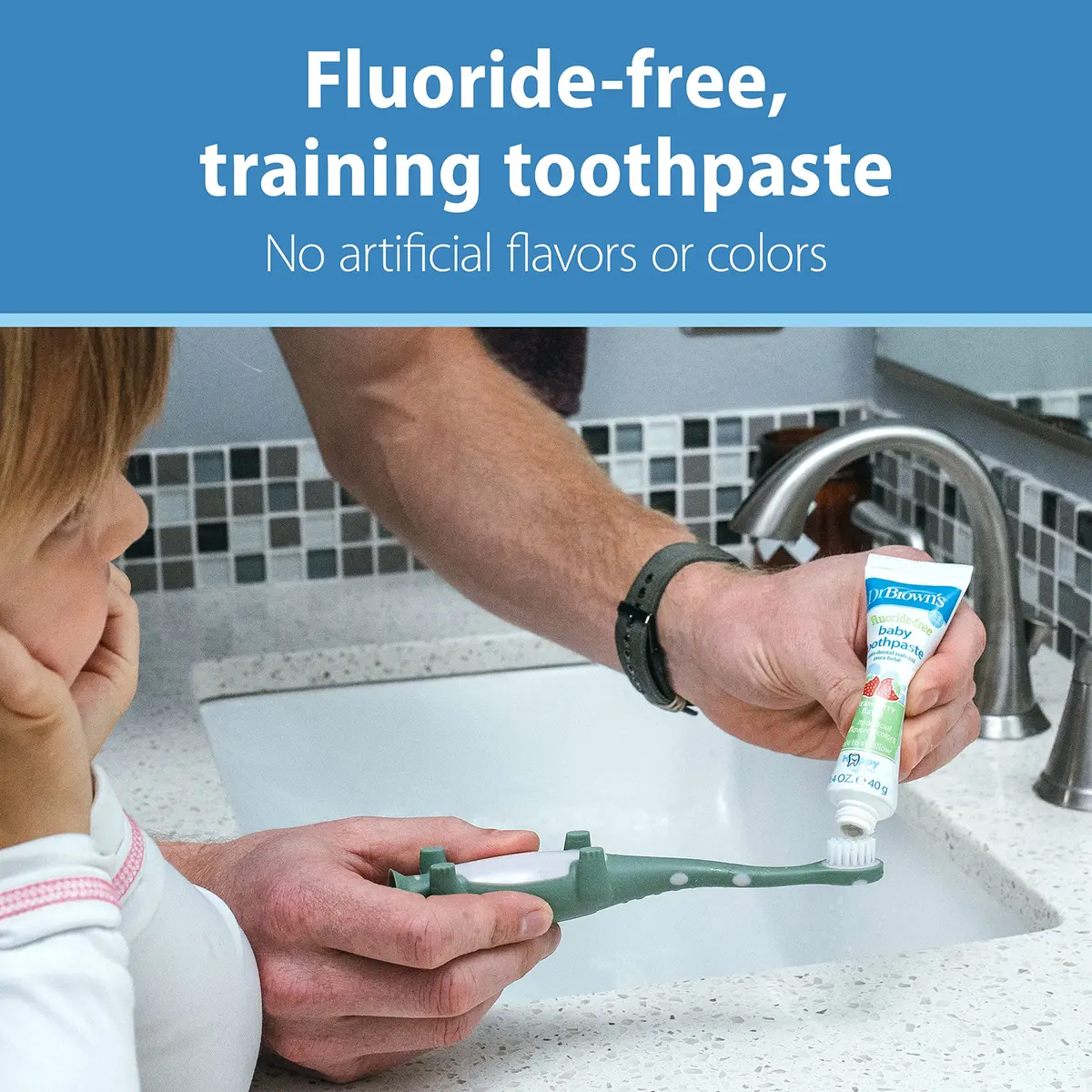 Dr. Brown's Fluoride-Free Baby Toothpaste, Strawberry | Infant & Toddler Oral Care, 1.4oz/40g, 0-3Y - view 3