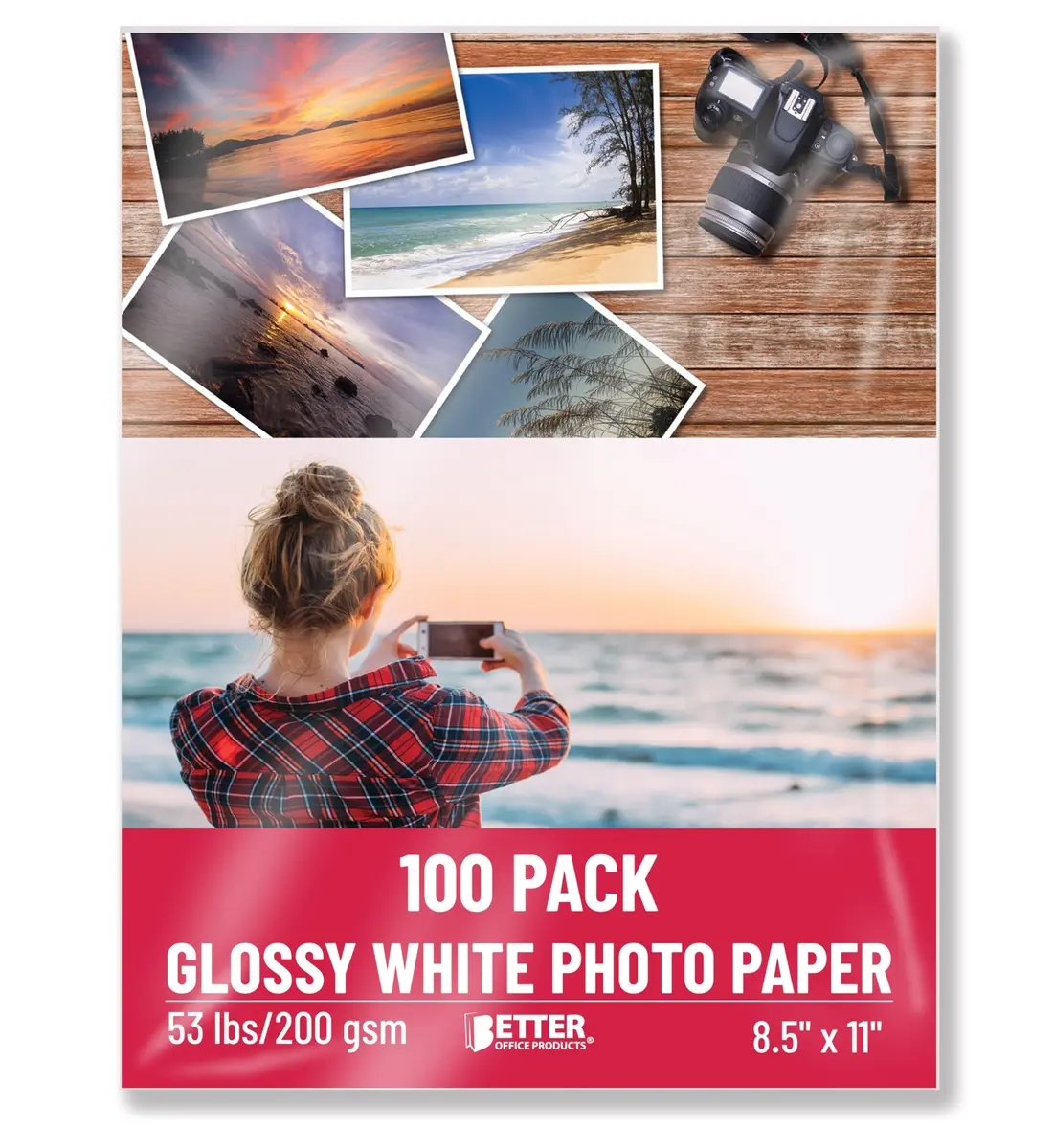 Better Office Products Glossy Photo Paper 8.5 x 11 Inch | 200 gsm, 100 Sheets, Photo Print Quality - main product image