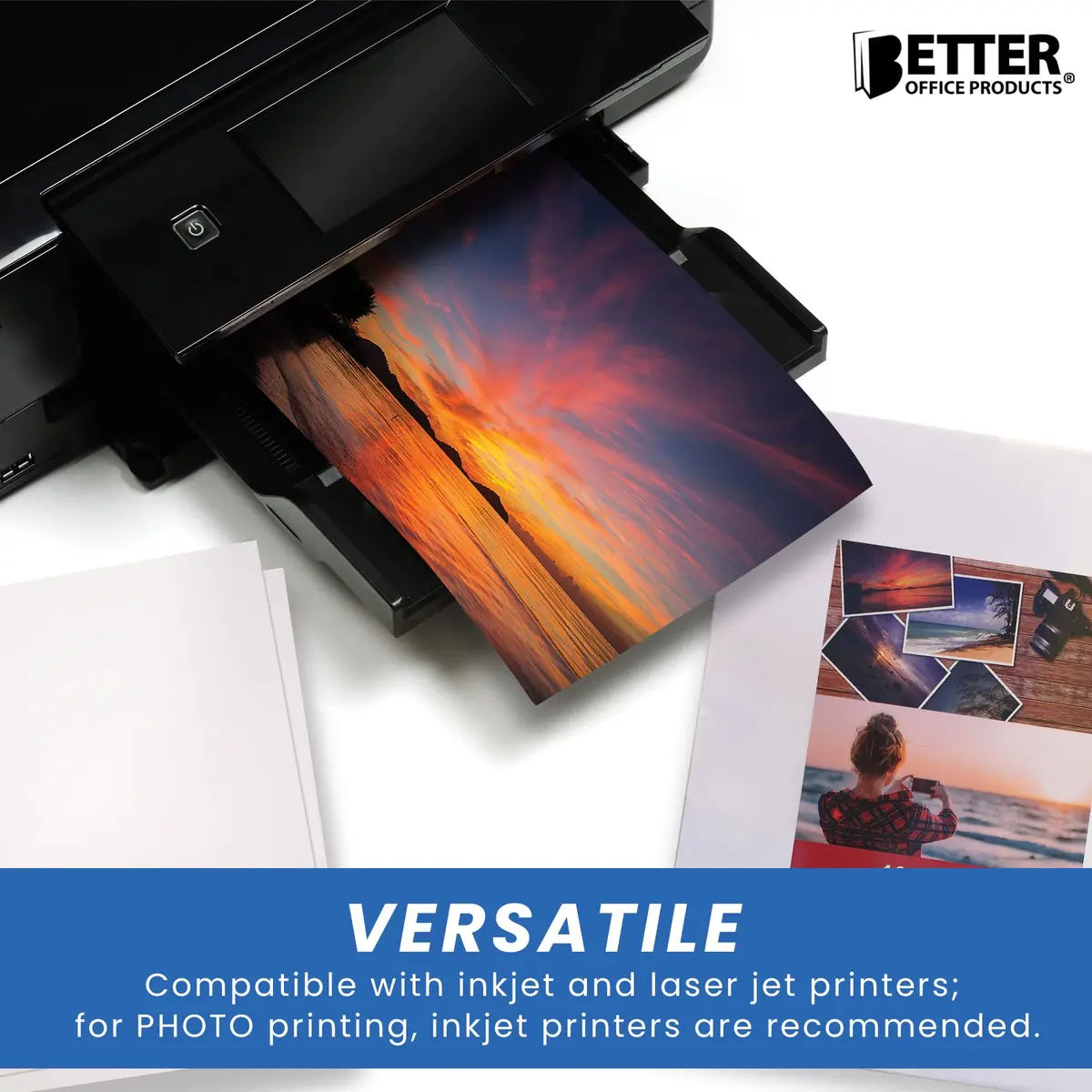 Better Office Products Glossy Photo Paper 8.5 x 11 Inch | 200 gsm, 100 Sheets, Photo Print Quality - view 5