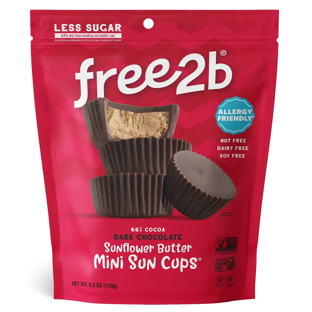 Free 2b Sunflower Butter Mini Sun Cups 4.2 oz Pack of 3 | Allergy Friendly, Dark Chocolate - main product image