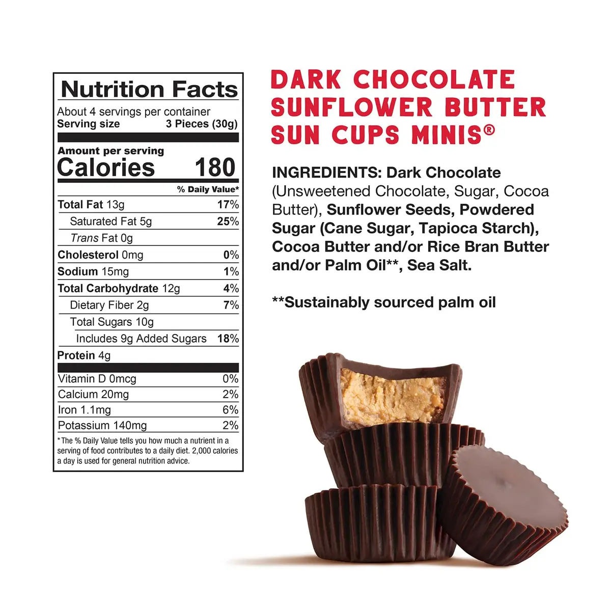 Free 2b Sunflower Butter Mini Sun Cups 4.2 oz Pack of 3 | Allergy Friendly, Dark Chocolate - view 2