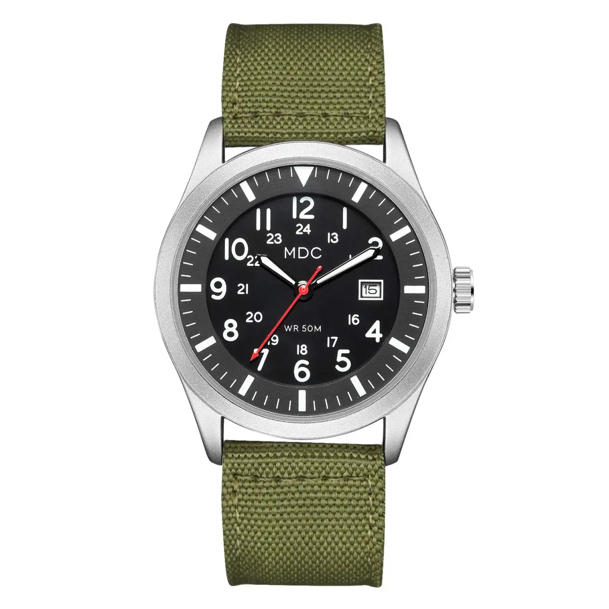 Infantry Mens Military Field Watch 40mm (1.57in) | Green Nylon Band, Easy Read Large Face, Japanese Quartz - main product image