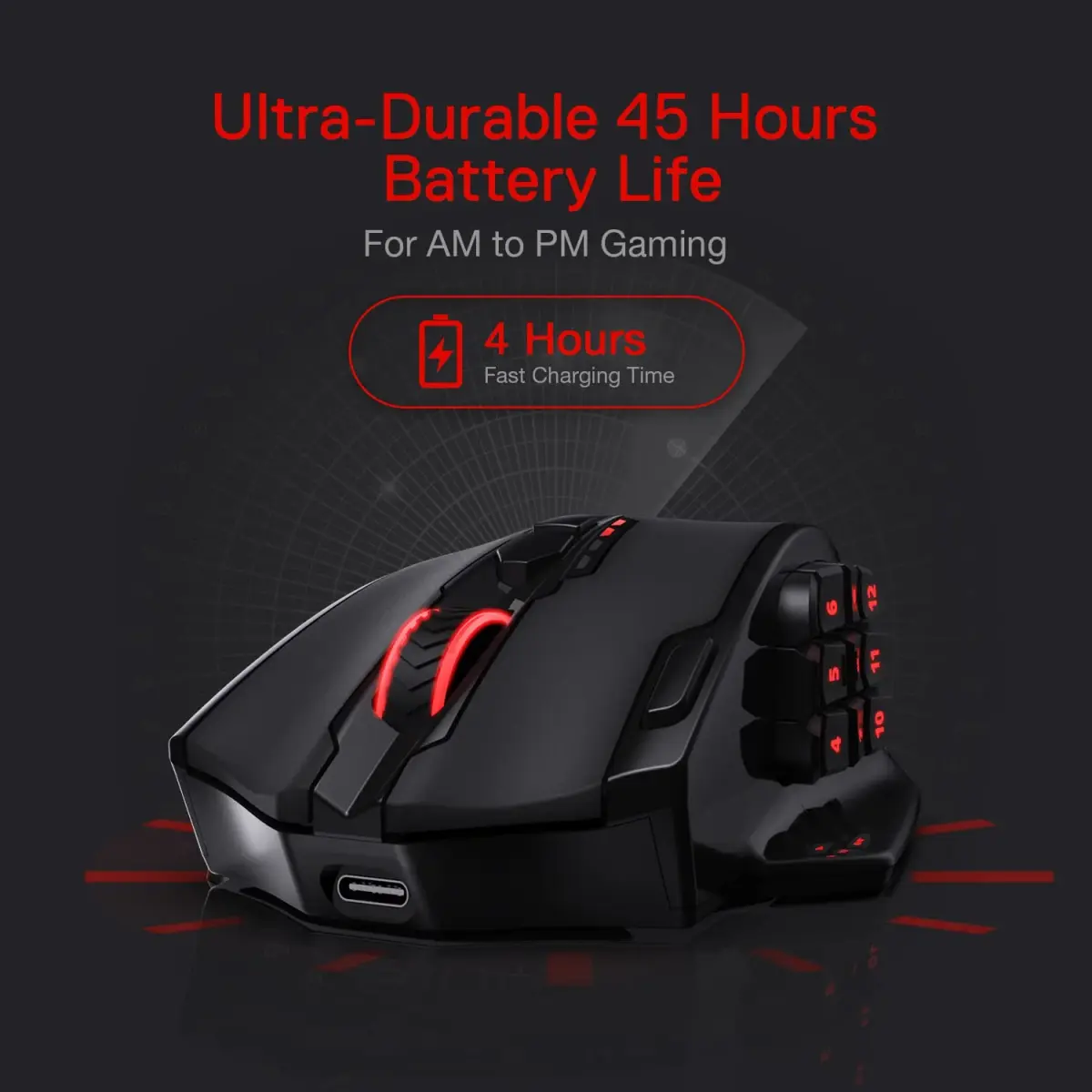 Redragon M913 Impact Elite Wireless RGB MMO Gaming Mouse 16000 DPI | 16 Programmable Buttons - view 3