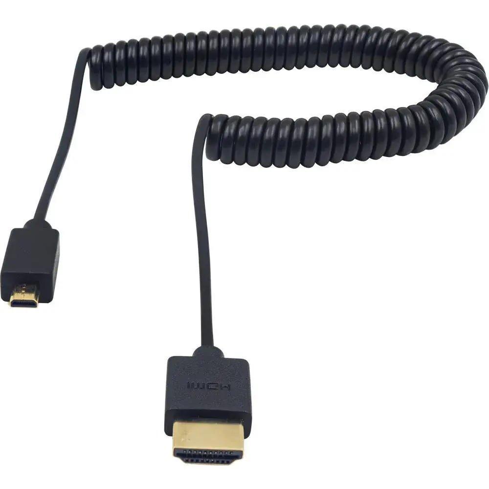 Duttek 4K Micro HDMI to HDMI Coiled Cable 2.5m (8ft) | Supports 4K@60Hz, HDR, ARC - main product image
