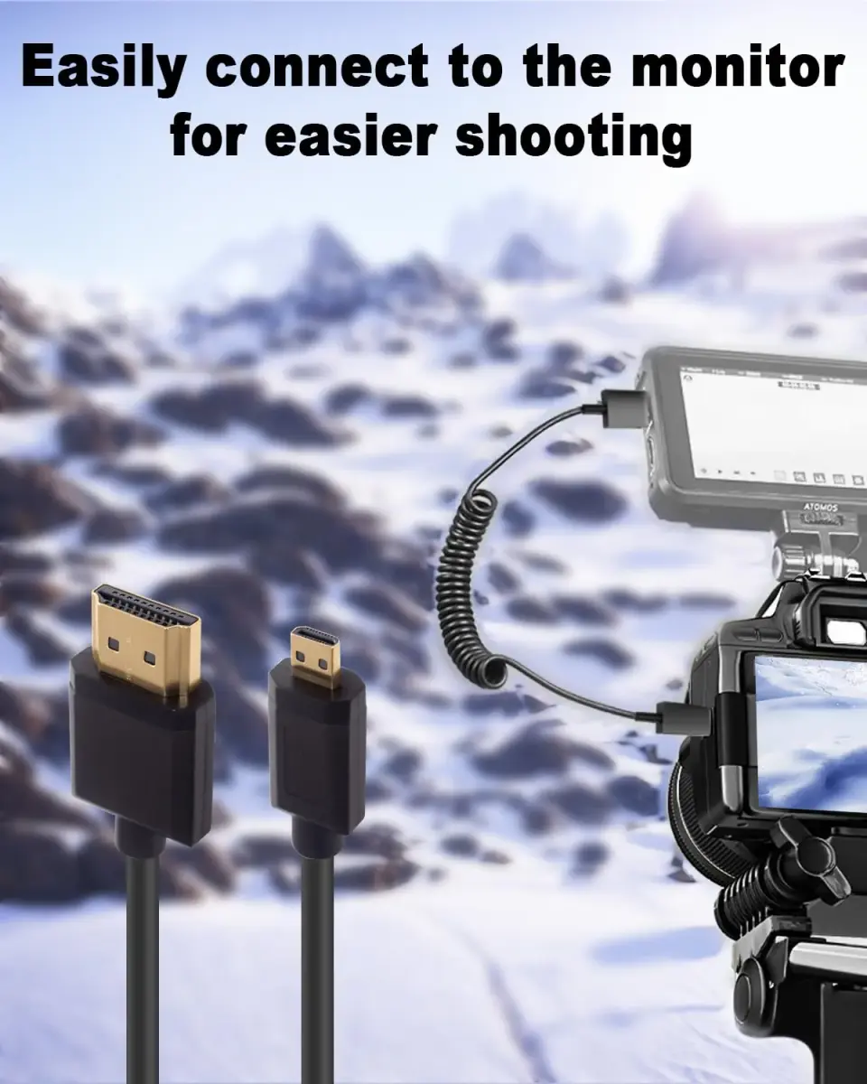 Duttek 4K Micro HDMI to HDMI Coiled Cable 2.5m (8ft) | Supports 4K@60Hz, HDR, ARC - view 4