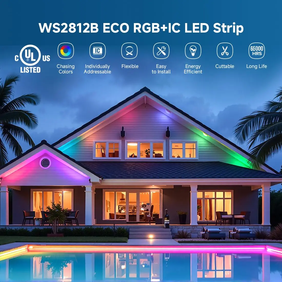 BTF-LIGHTING WS2812B IC RGB LED Strip 3.2FT 144LED IP30 | Individually Addressable & UL Listed - view 5