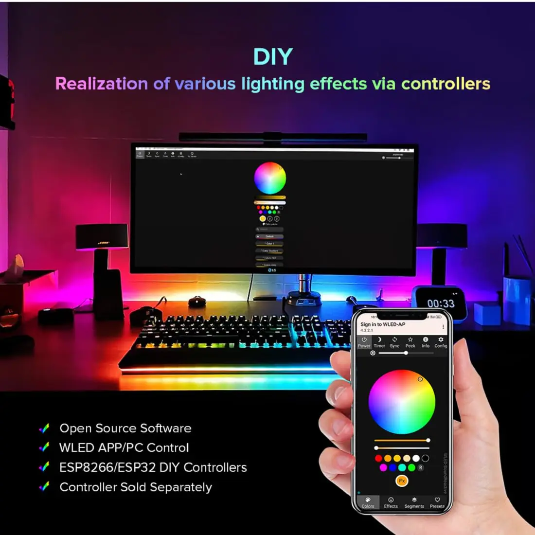 BTF-LIGHTING WS2812B IC RGB LED Strip 3.2FT 144LED IP30 | Individually Addressable & UL Listed - view 7