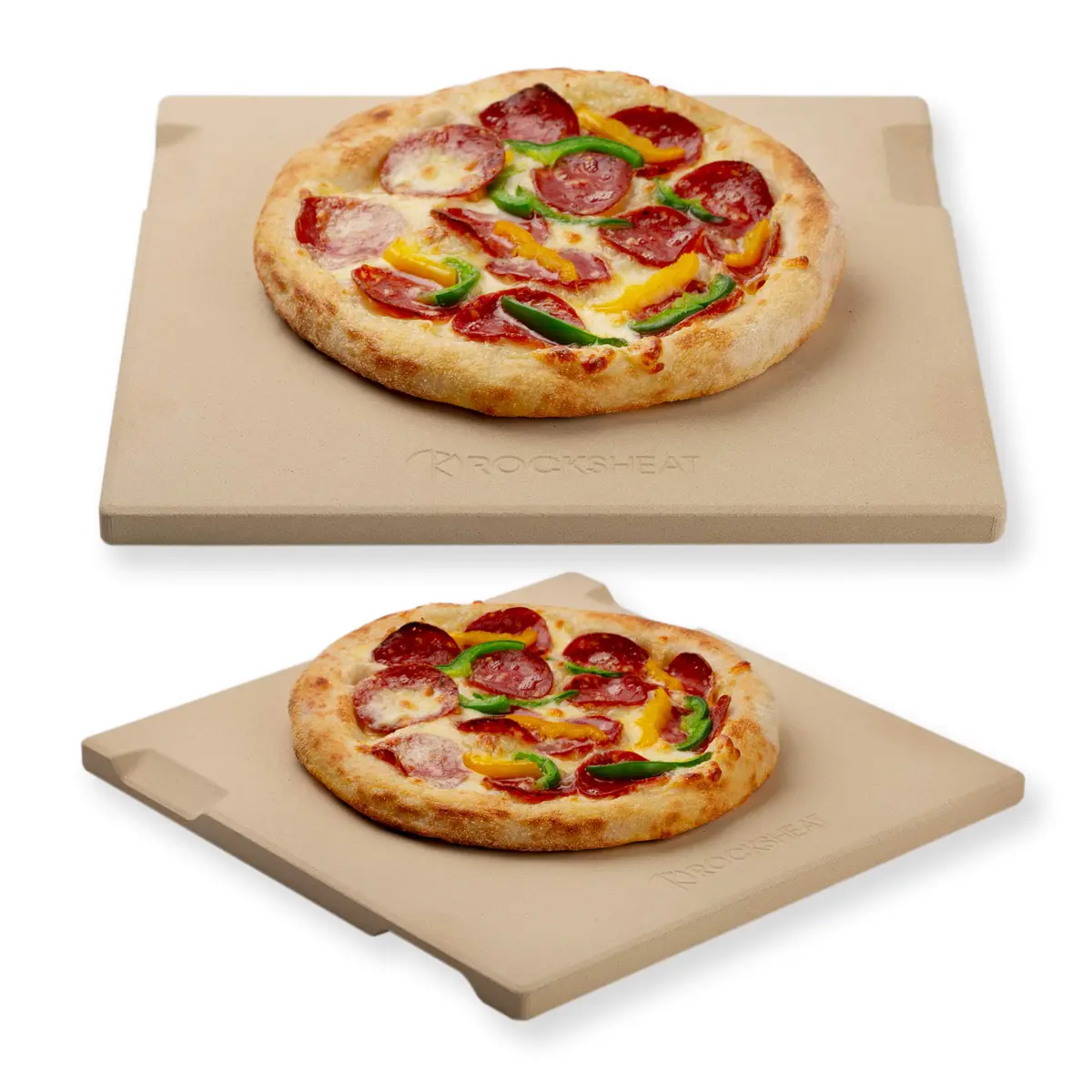 ROCKSHEAT Pizza Stone 12" x 12" Square | 1400℉ Resistance, Double Handles, Cordierite Baking Stone - main product image