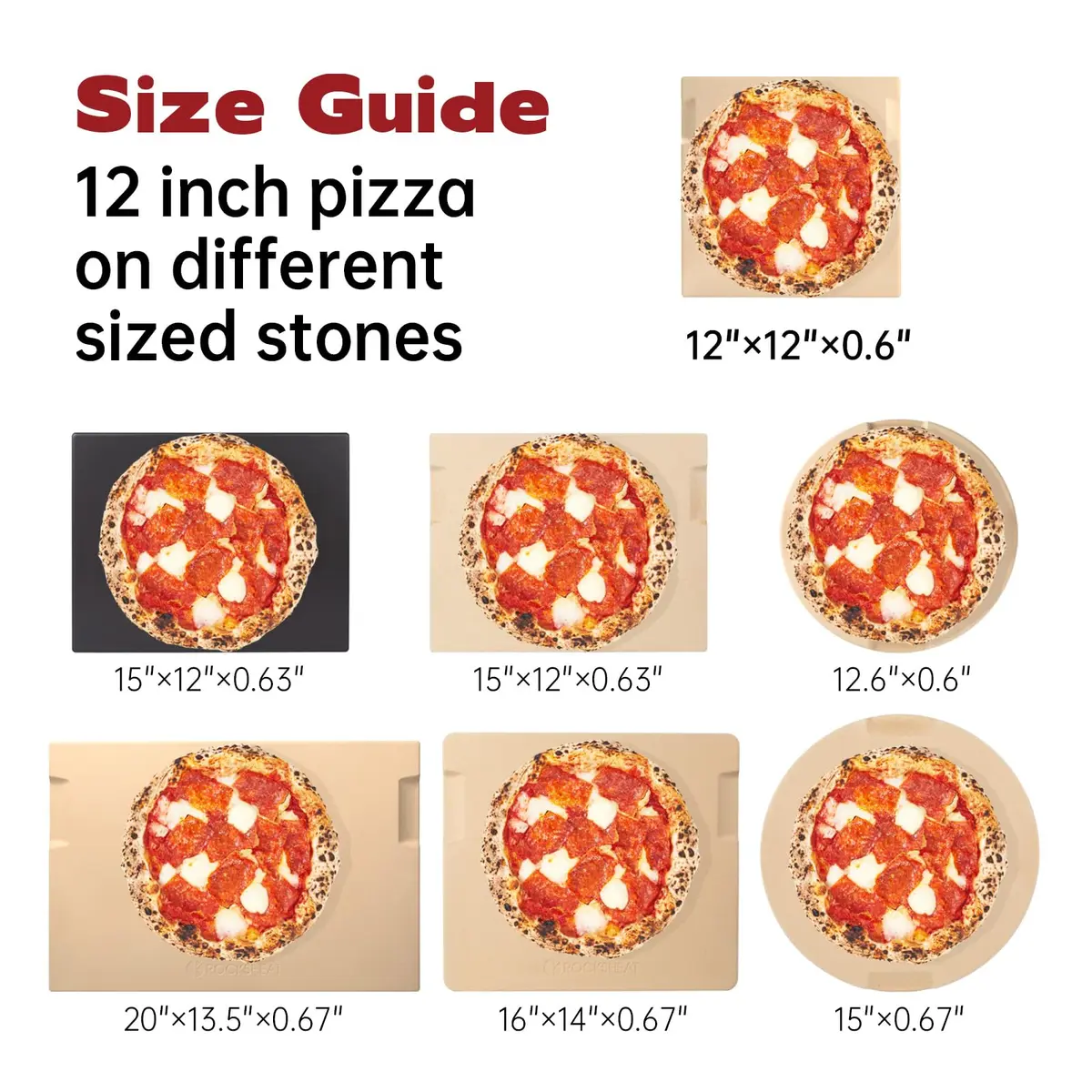 ROCKSHEAT Pizza Stone 12" x 12" Square | 1400℉ Resistance, Double Handles, Cordierite Baking Stone - view 2