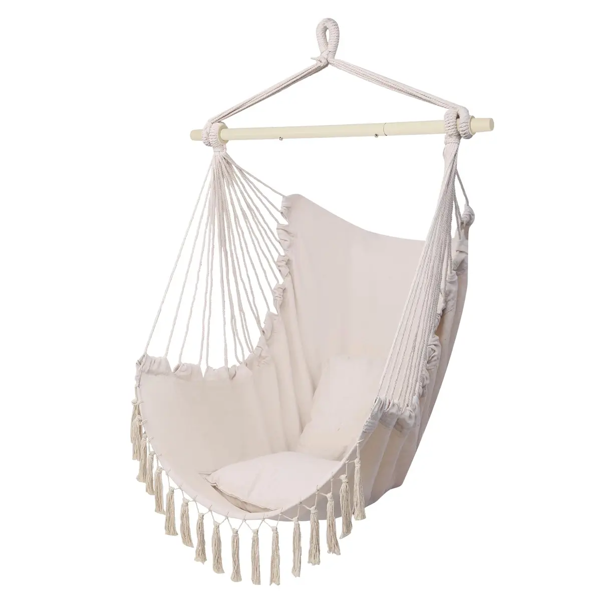 ONCLOUD XXL Hammock Chair Macrame Hanging Rope Swing Seat | 350 lbs Capacity, Beige - main product image