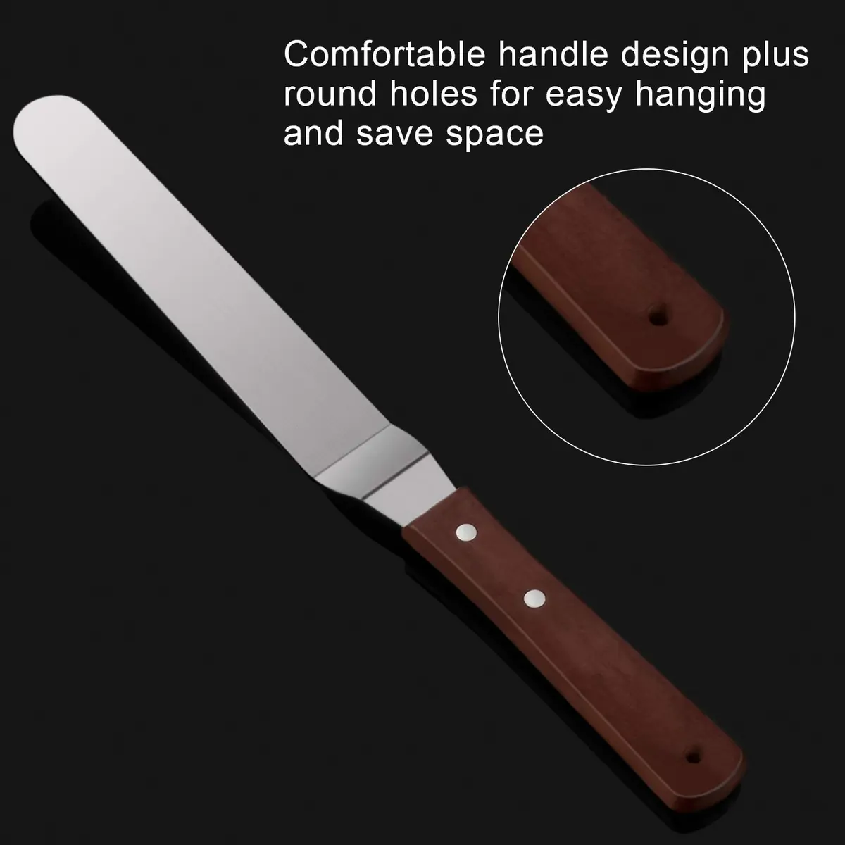 Awpeye Food Spatula Set for Cake Decorating, Icing & Frosting | 4 Sizes, Stainless Steel & Wooden Handles - view 4