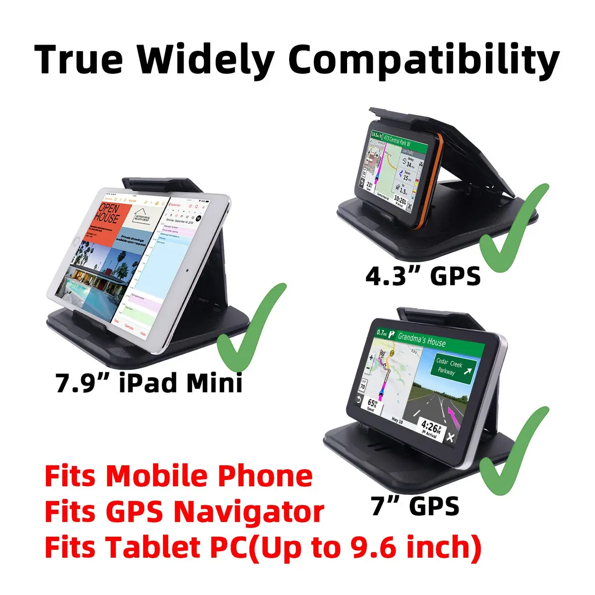 iSaddle Universal Dashboard GPS Phone Tablet PC Navigation Mount Holder with Silica Gel Base, Black (15.8cm x 15.8cm) - view 2