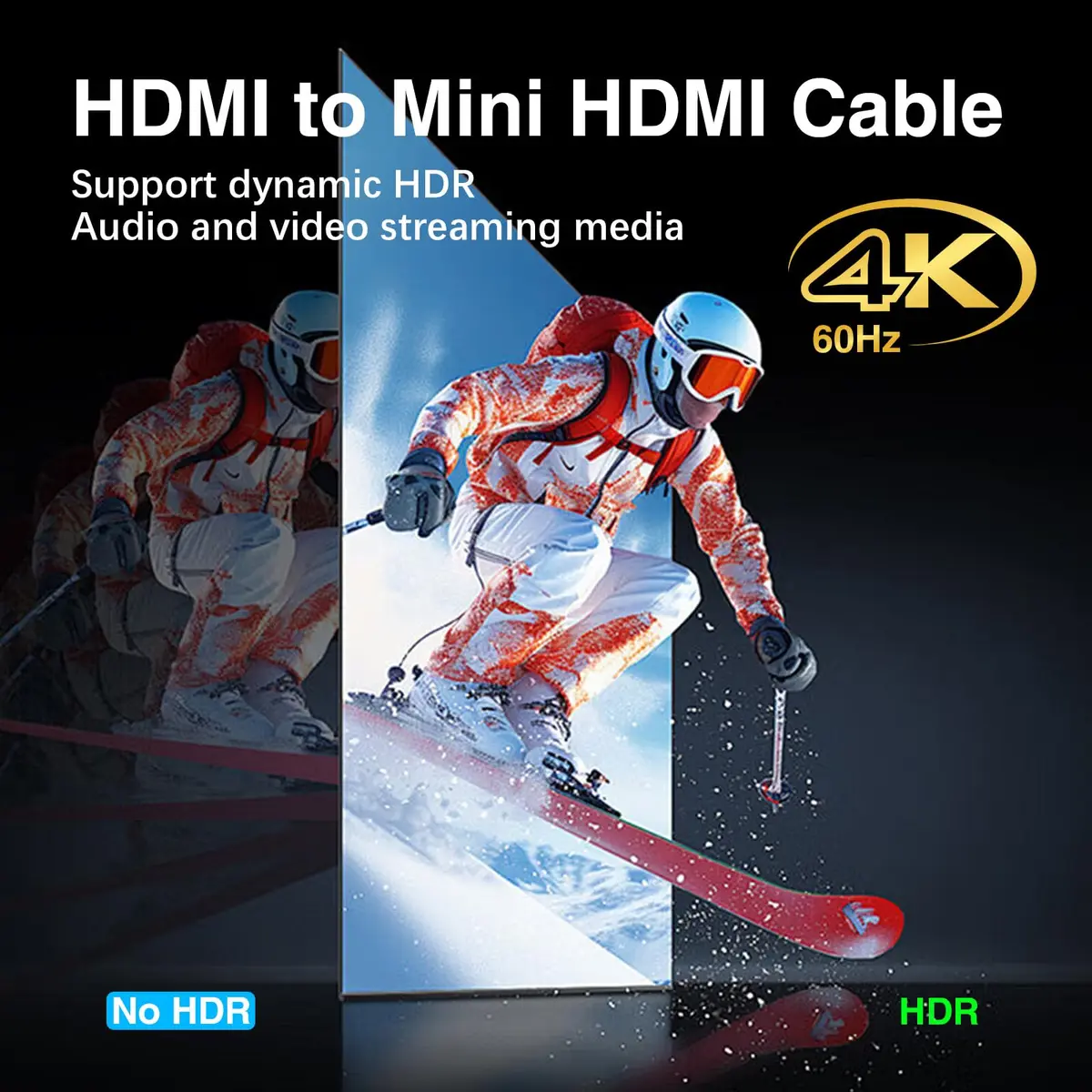Duttek Ultra Thin 4K Mini HDMI to HDMI Cable 1.8m (6ft) Coiled | Supports 4K@60Hz, 1080p, 3D - view 5
