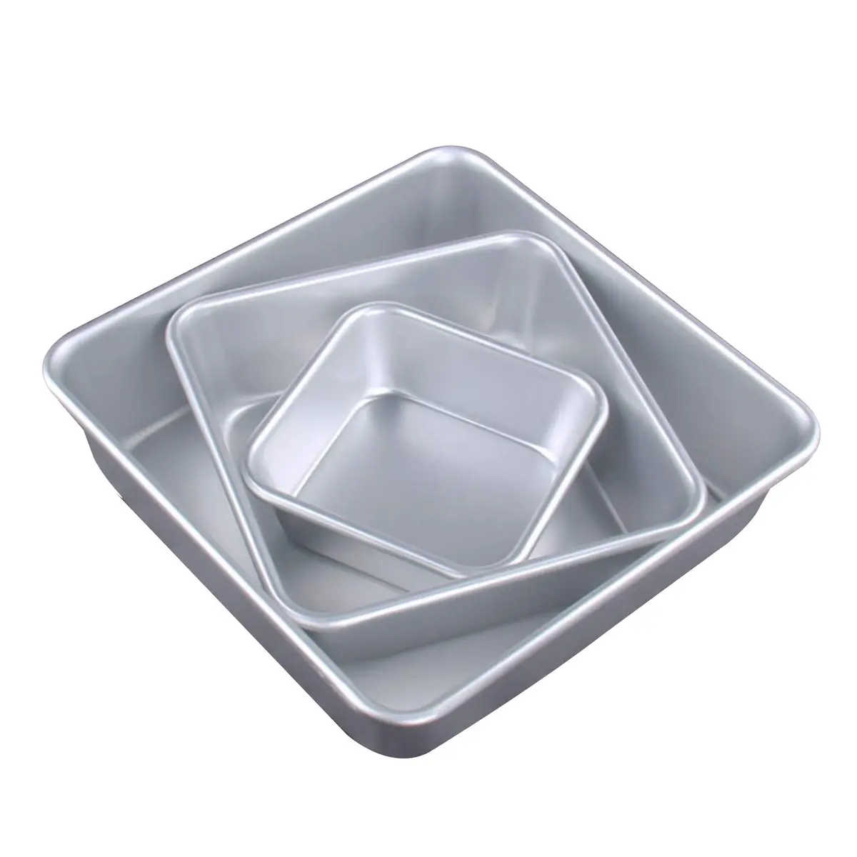 UgyDuky 3-Tiered Square Cake Pan Set 10.7cm (4.2") 16.5cm (6.5") 21.6cm (8.5") | Even Baking for Multilayer Cakes - view 3