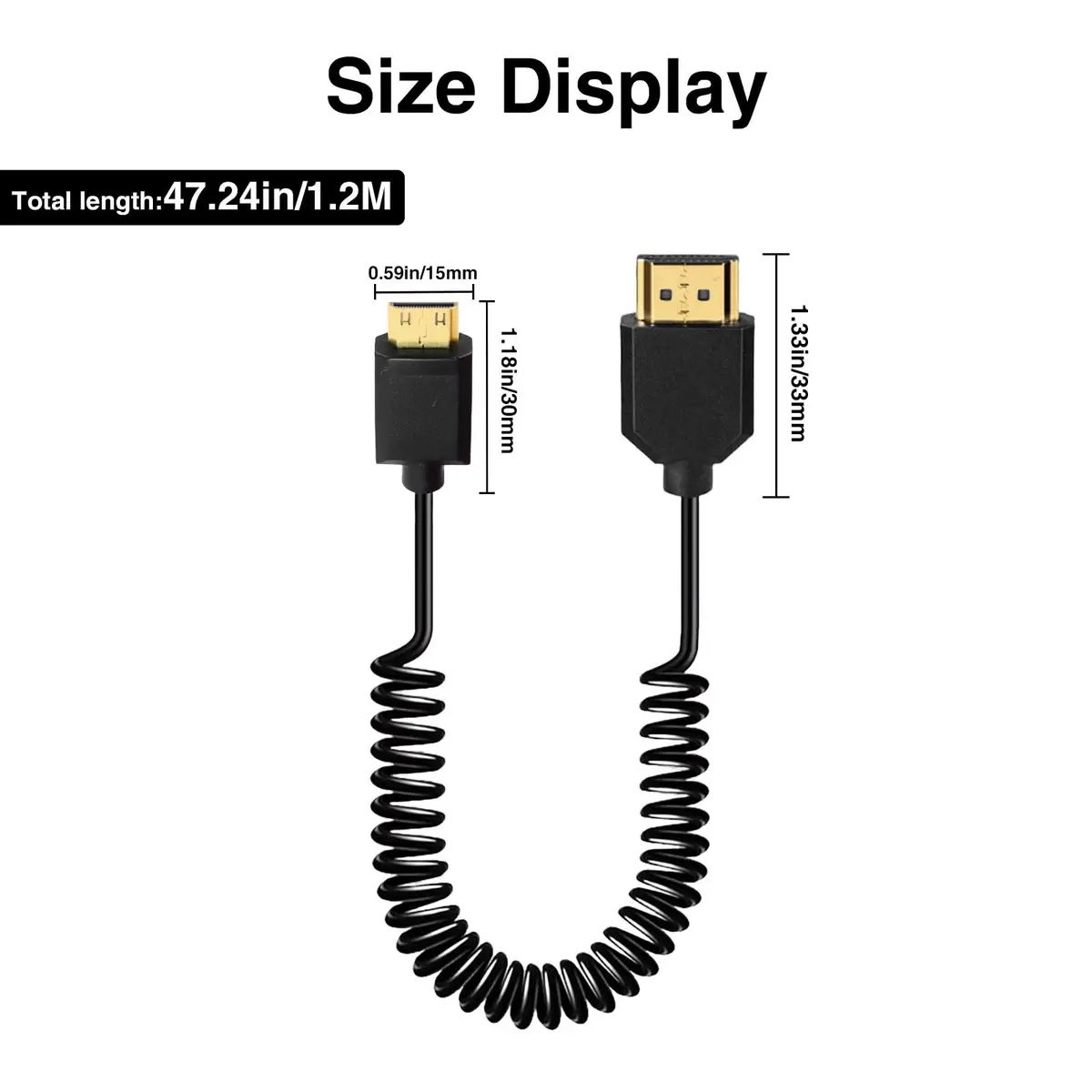 Duttek 4K Mini HDMI to HDMI Coiled Cable 1.2m (4ft) | Supports 4K@60Hz, 18Gbps - view 5