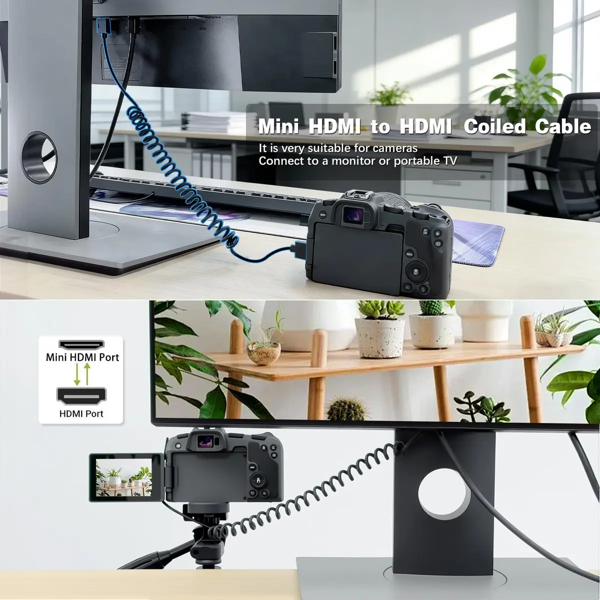 Duttek 4K Mini HDMI to HDMI Coiled Cable 1.2m (4ft) | Supports 4K@60Hz, 18Gbps - view 2