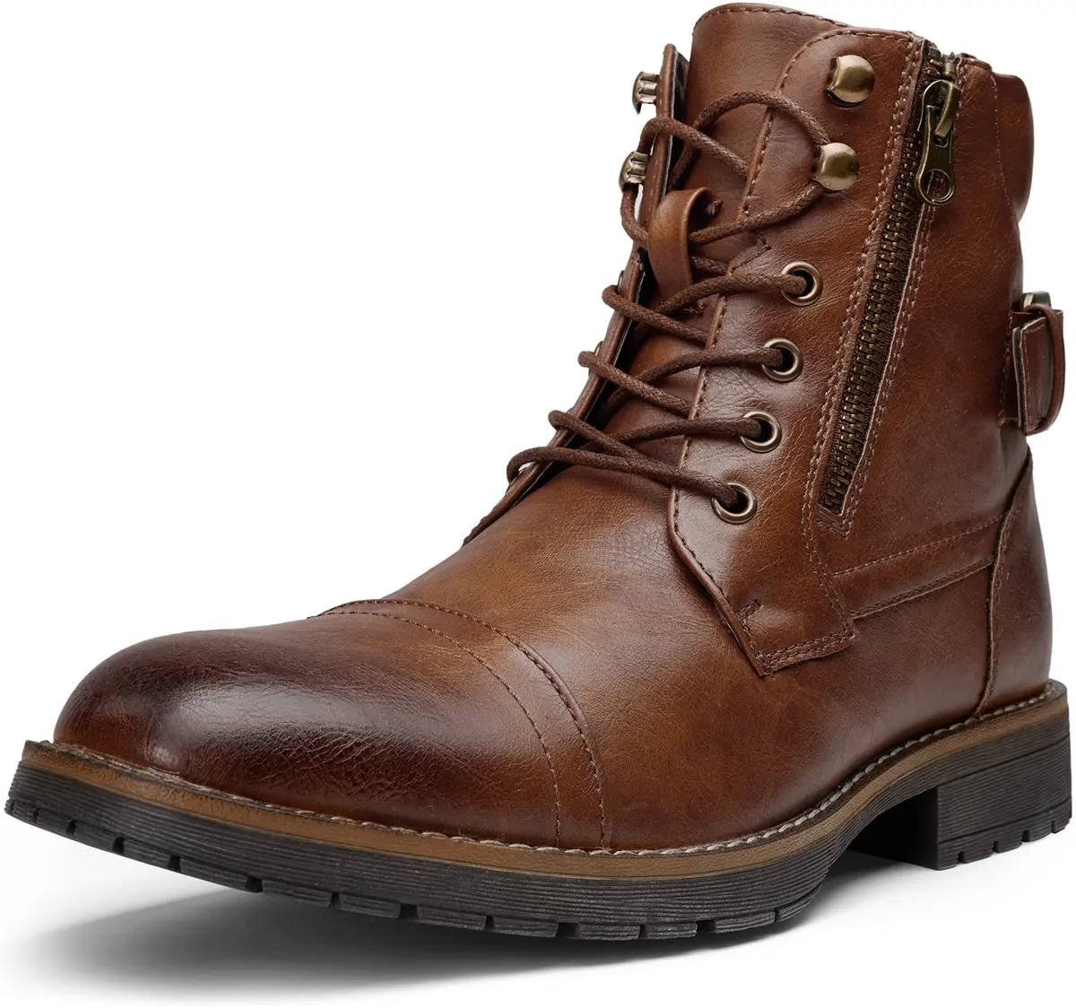 Vostey Men's Motorcycle Boots 678A Dark Brown 13 | Waterproof Riding Boots with Inside Zipper - main product image