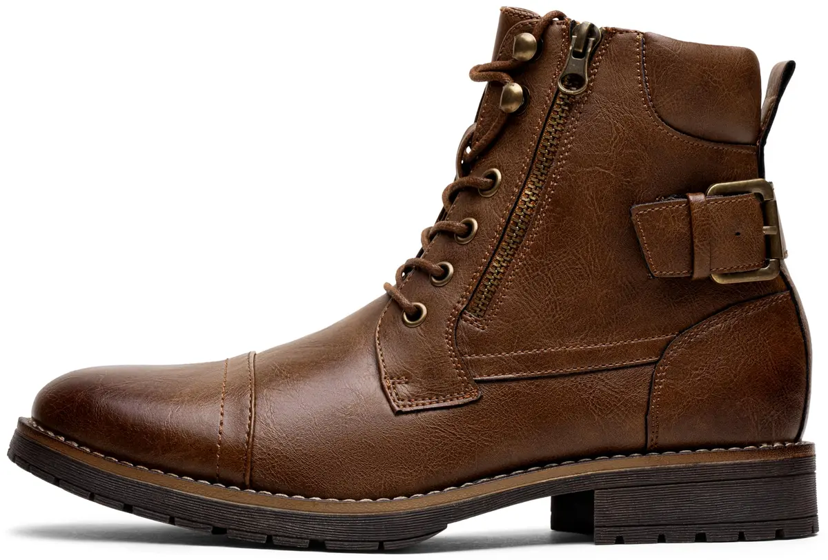 Vostey Men's Motorcycle Boots 678A Dark Brown 13 | Waterproof Riding Boots with Inside Zipper - view 5