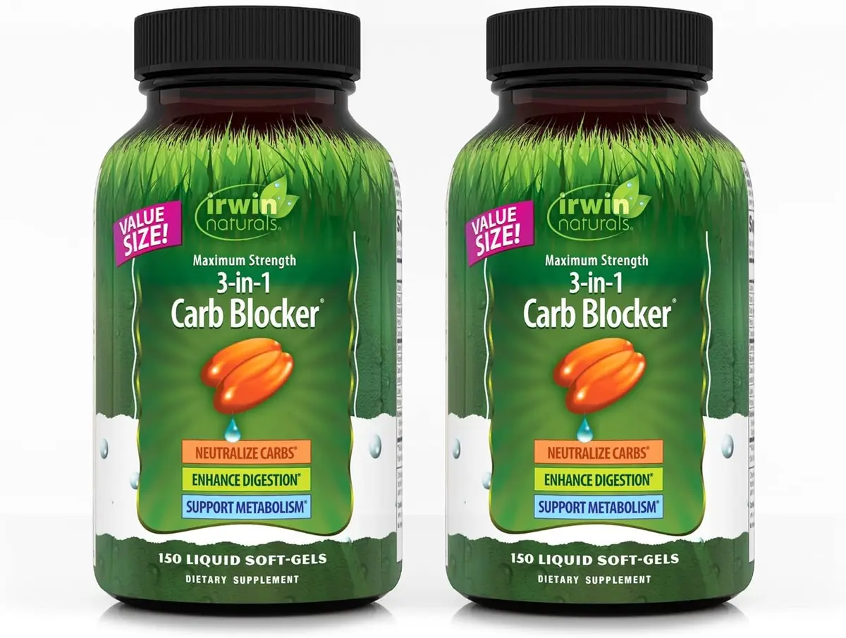 Irwin Naturals 3-in-1 Carb Blocker Maximum Strength 2 Pack | Supports Carbohydrate Metabolism & Digestive Wellness - main product image
