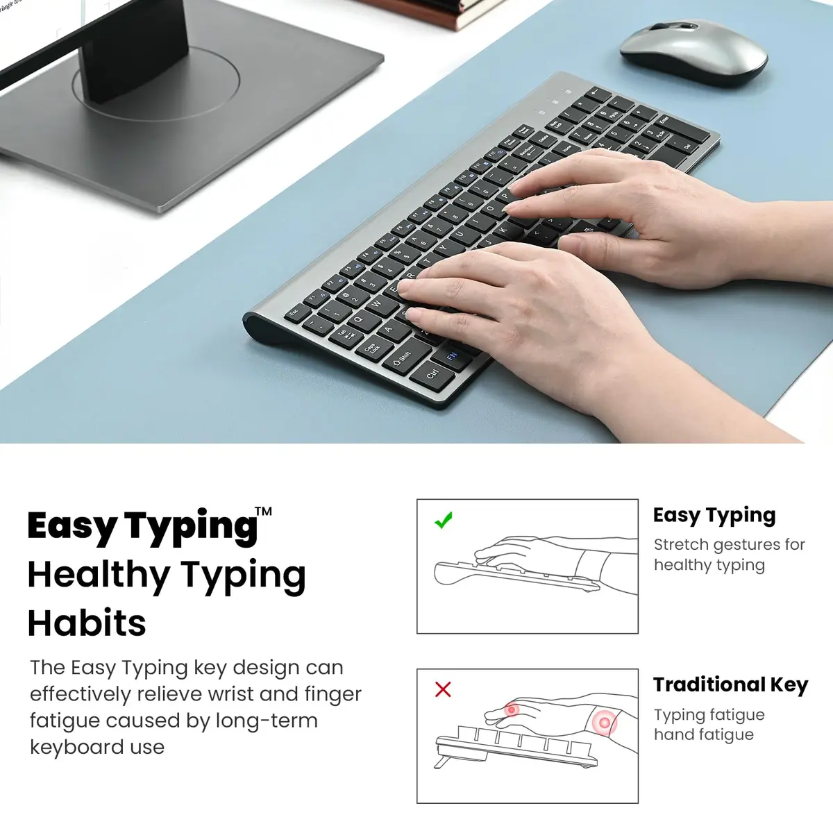 cimetech Wireless Keyboard and Mouse Combo Grey Black | Quiet Scissor-Switch Keys & 2.4GHz Plug-and-Play - view 7