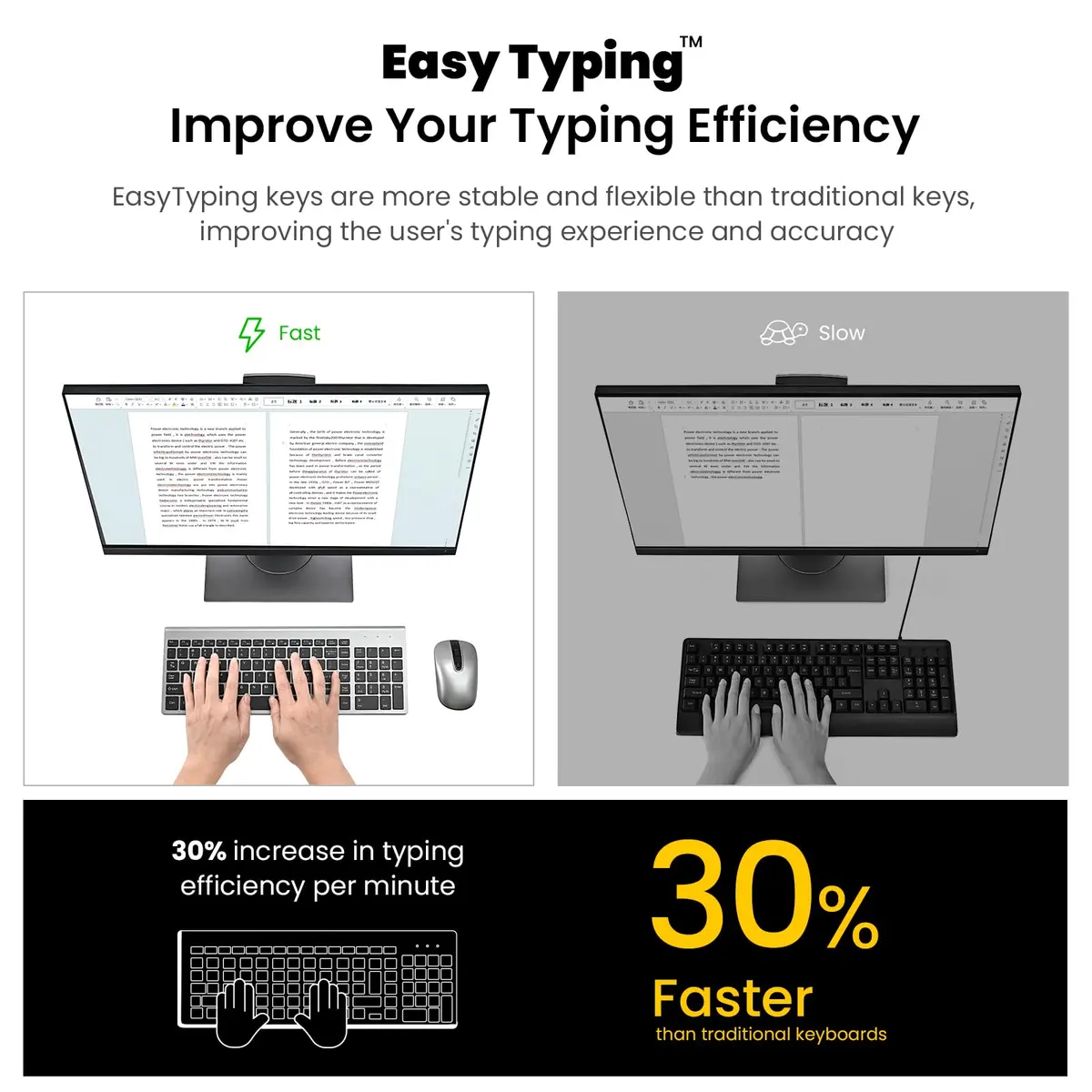 cimetech Wireless Keyboard and Mouse Combo Grey Black | Quiet Scissor-Switch Keys & 2.4GHz Plug-and-Play - view 3