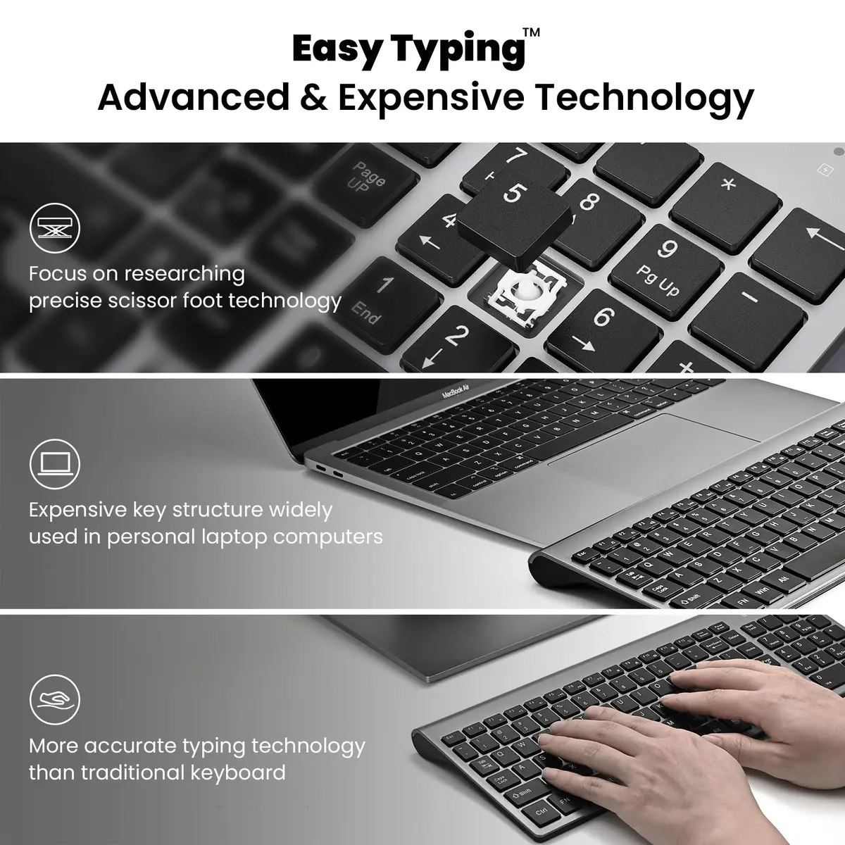 cimetech Wireless Keyboard and Mouse Combo Grey Black | Quiet Scissor-Switch Keys & 2.4GHz Plug-and-Play - view 4