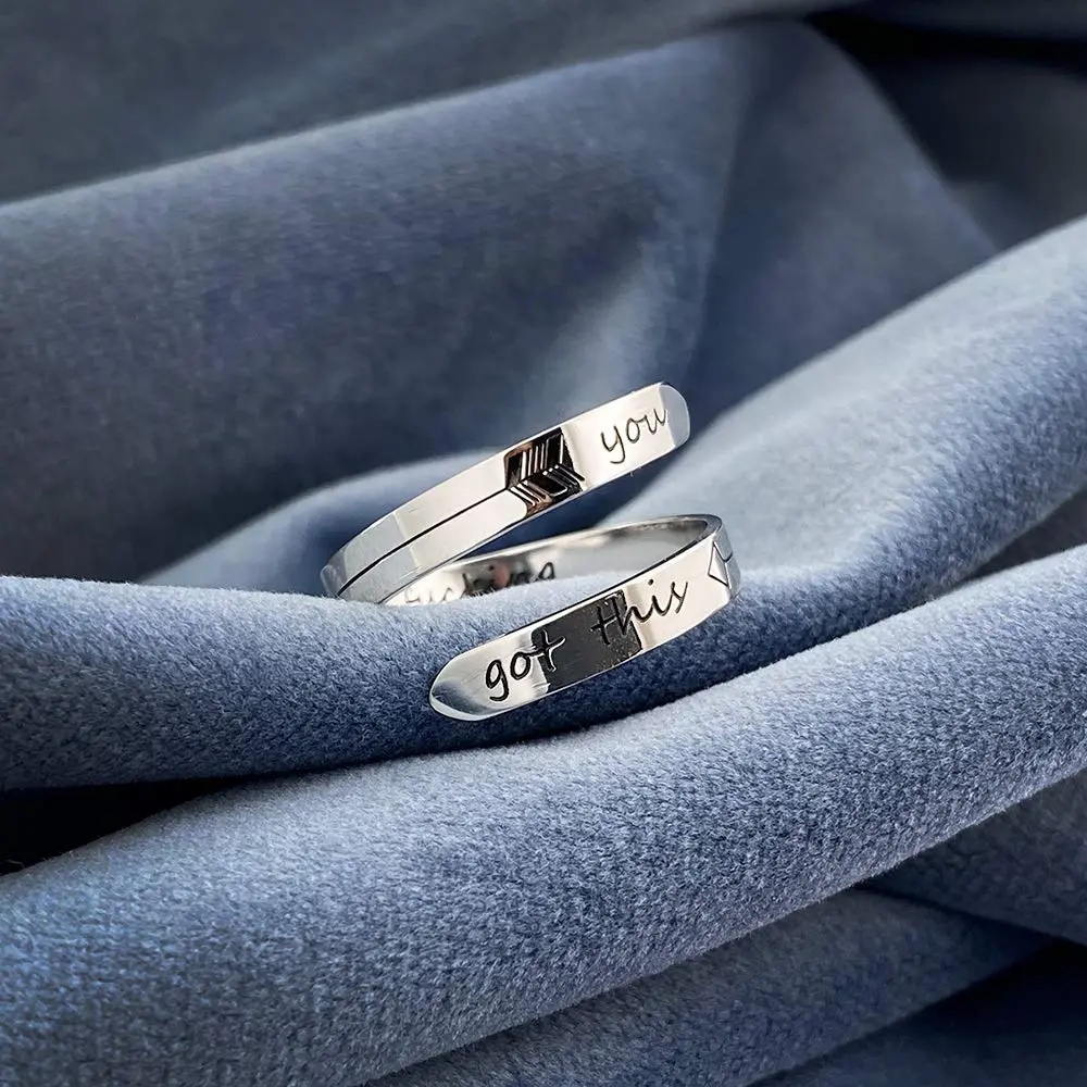 Vrycot You Got This Inspirational Ring Adjustable Stainless Steel | Silver Tone - view 4