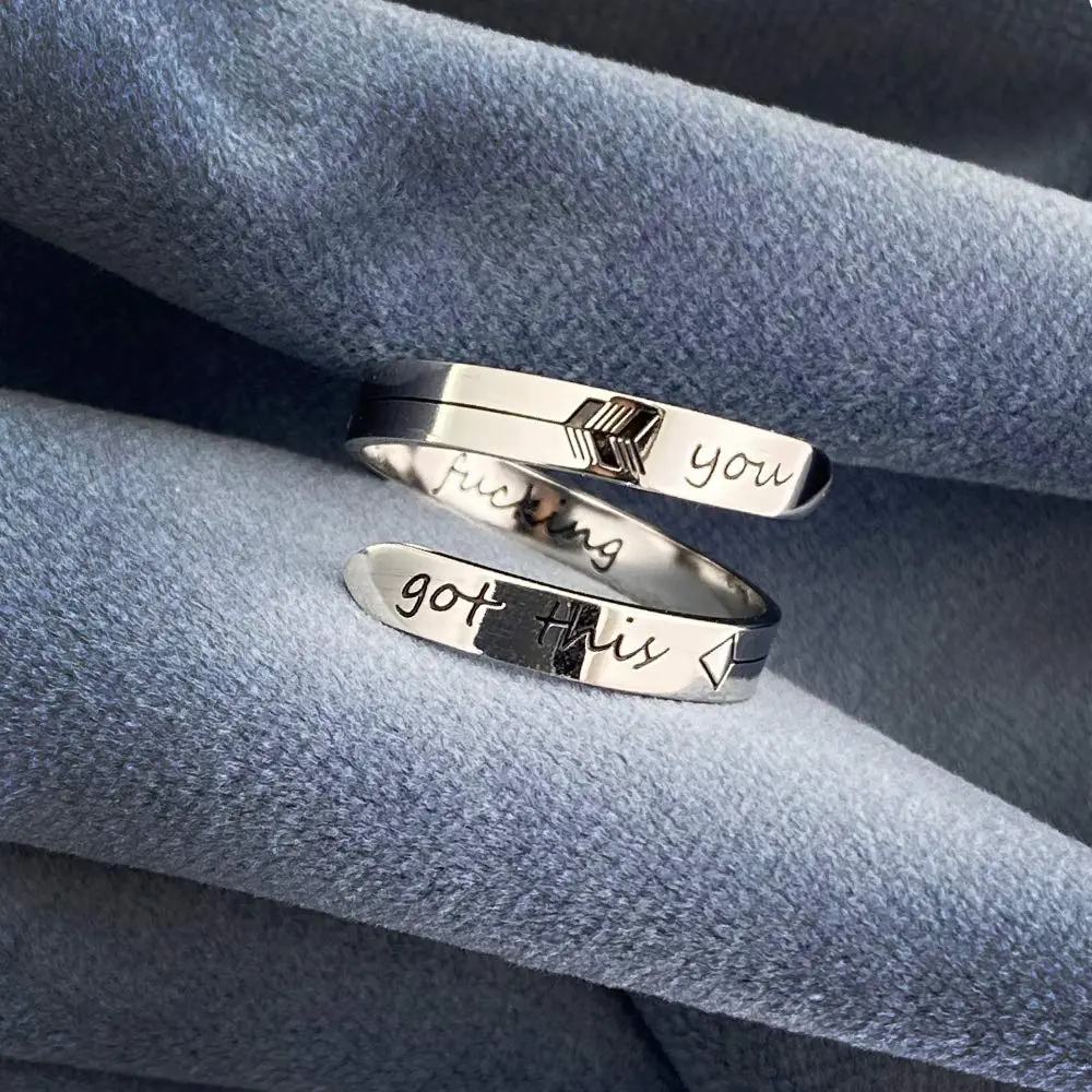 Vrycot You Got This Inspirational Ring Adjustable Stainless Steel | Silver Tone - view 2